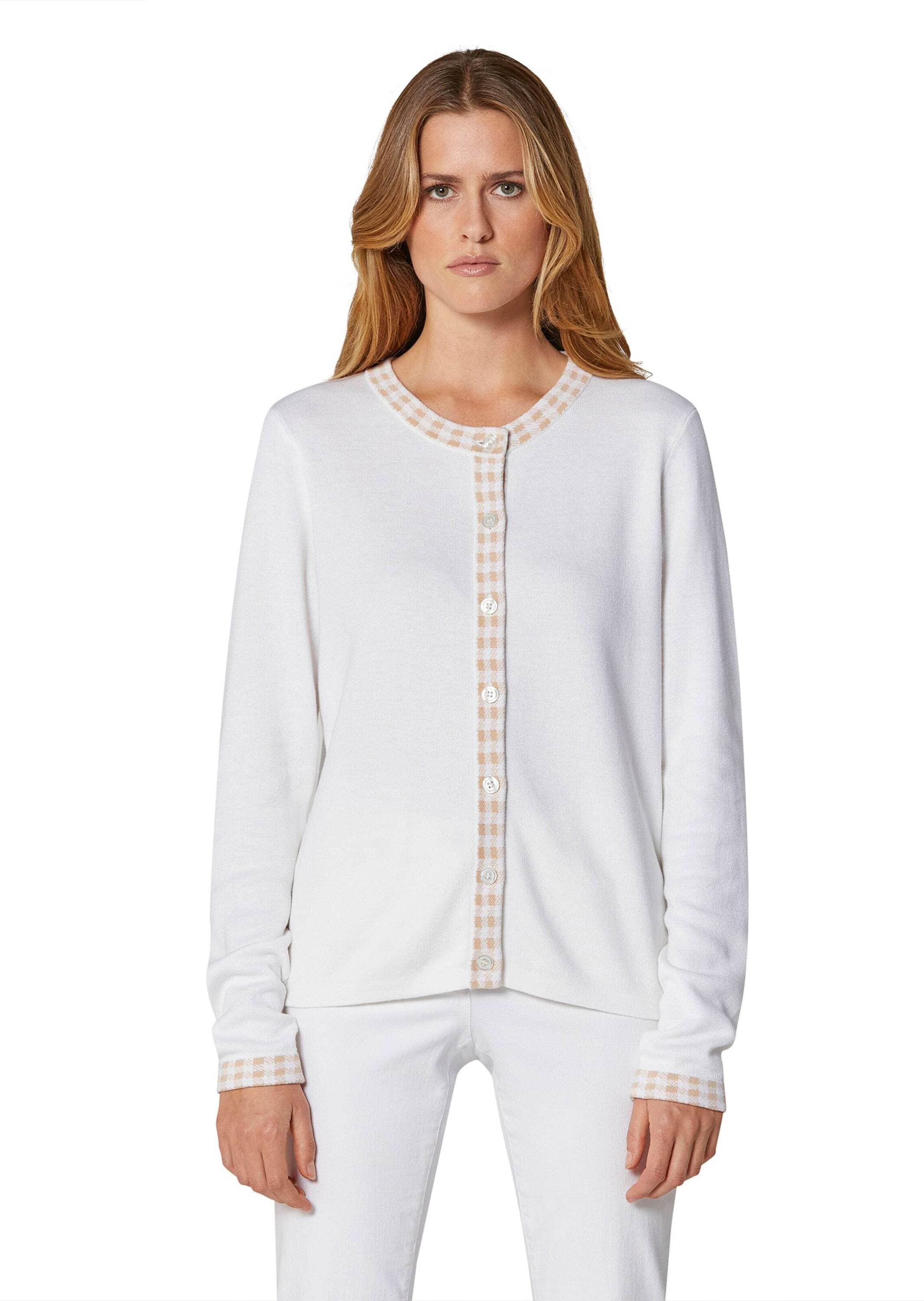 MADELEINE Strickjacke »Strickjacke Strickjacke mit Vichy-Karo-Akzenten«