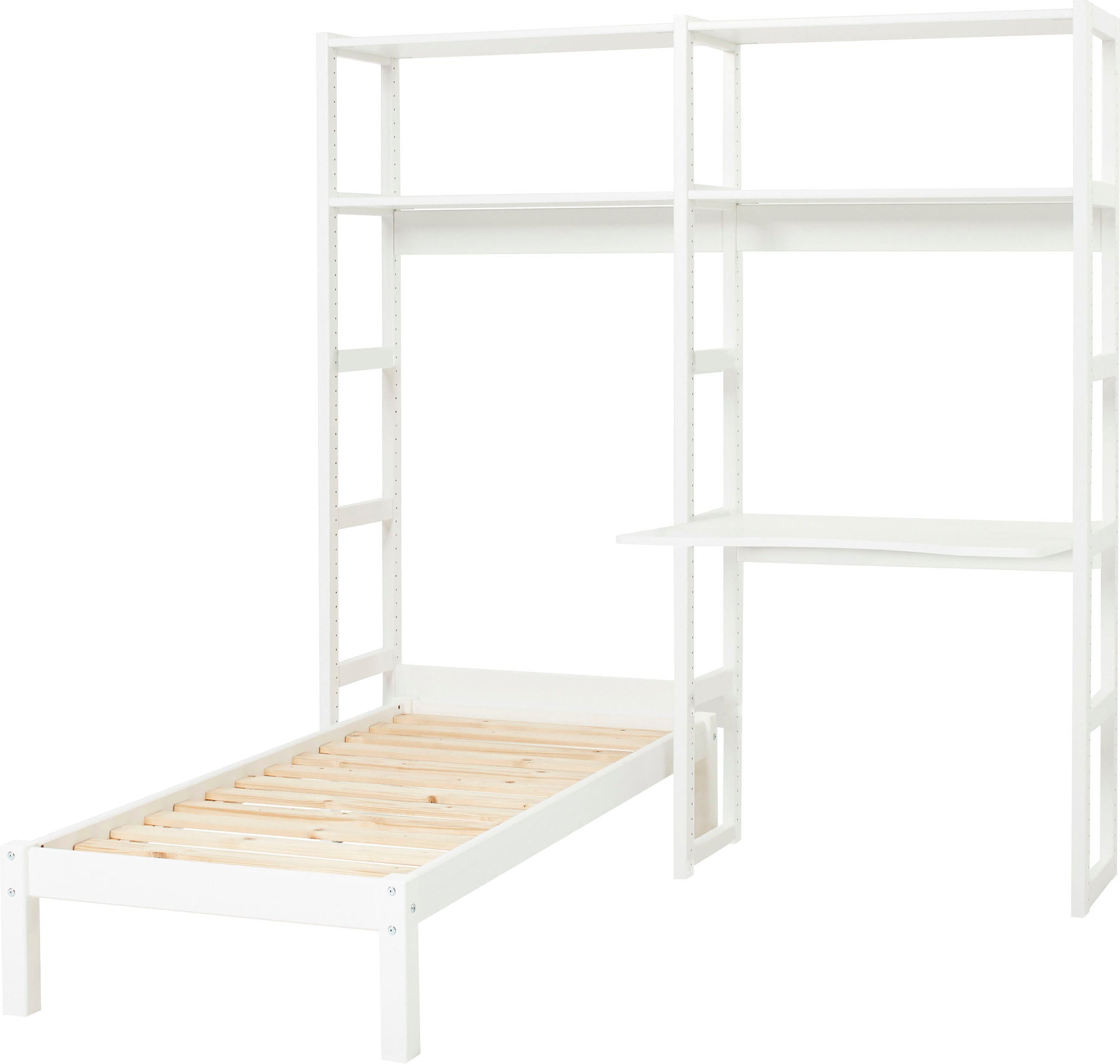 Hoppekids Jugendzimmer-Set »STOREY«, (Set, 13 tlg., Bett, Schreibtischplatte, 4 Einlegeböden, 4 Stützelemente, Rollrost), mit Bett, Schreibtisch & Regal, 2 Größen
