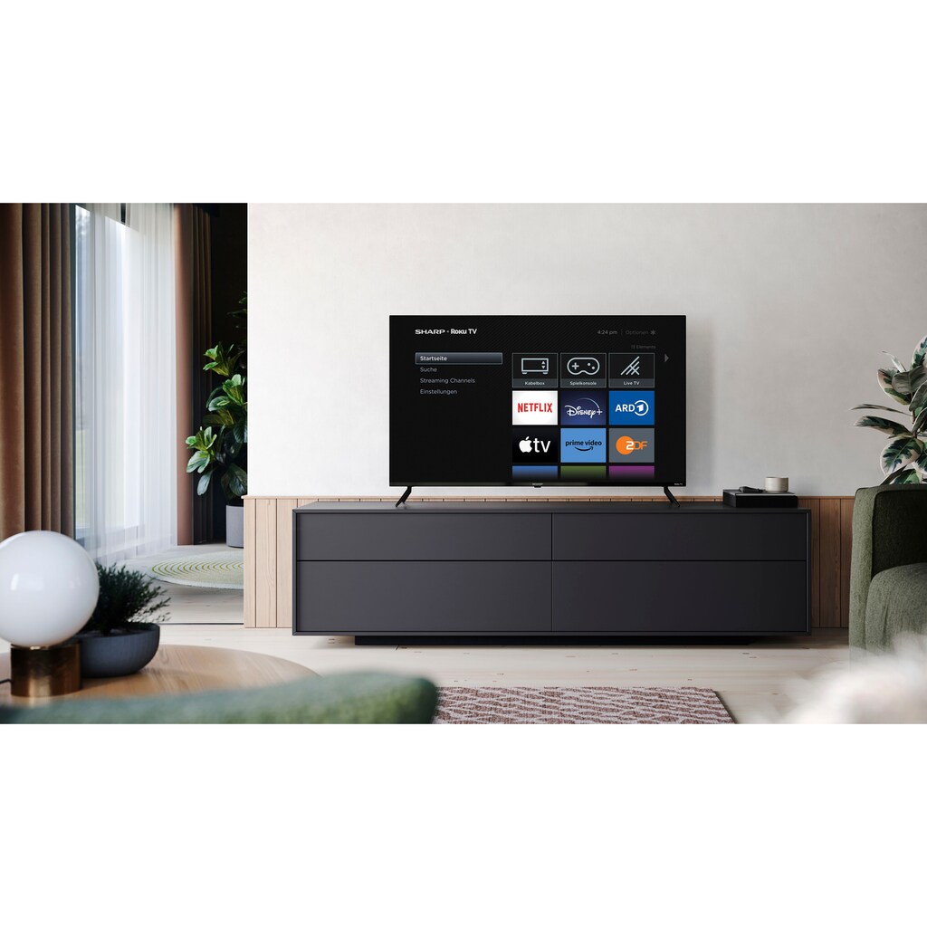 Sharp LED-Fernseher »4T-C50FJx«, 126 cm/50 Zoll, 4K Ultra HD, Smart-TV, Roku TV nur in Deutschland verfügbar, Rahmenlos, HDR10, Dolby Digital