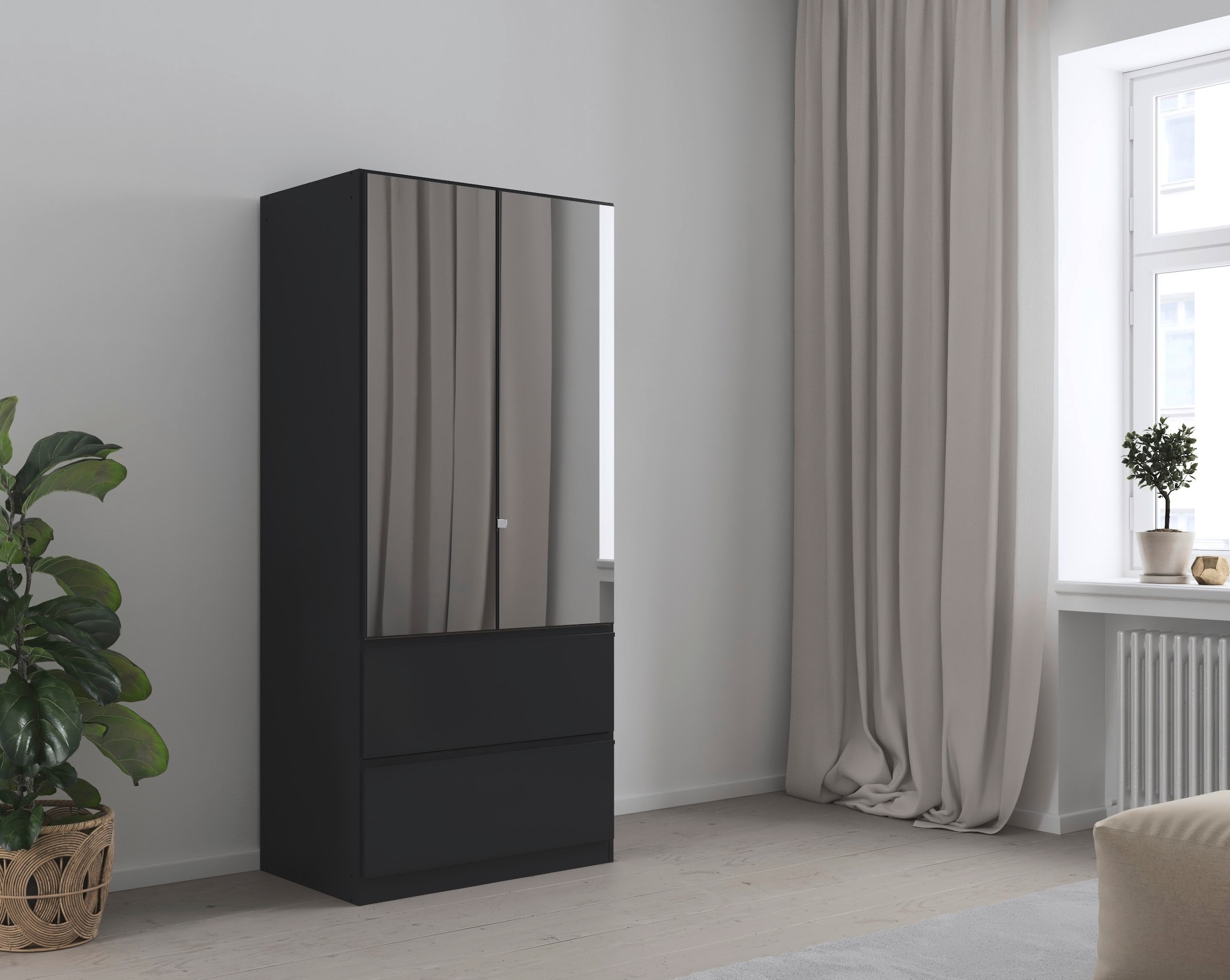 rauch Drehtürenschrank »Kleiderschrank Schrank Garderobe Wäscheschrank COSTA in 3 Breiten«, mit Spiegel, grifflose Front und Push-to-Open Funktion MADE IN GERMANY