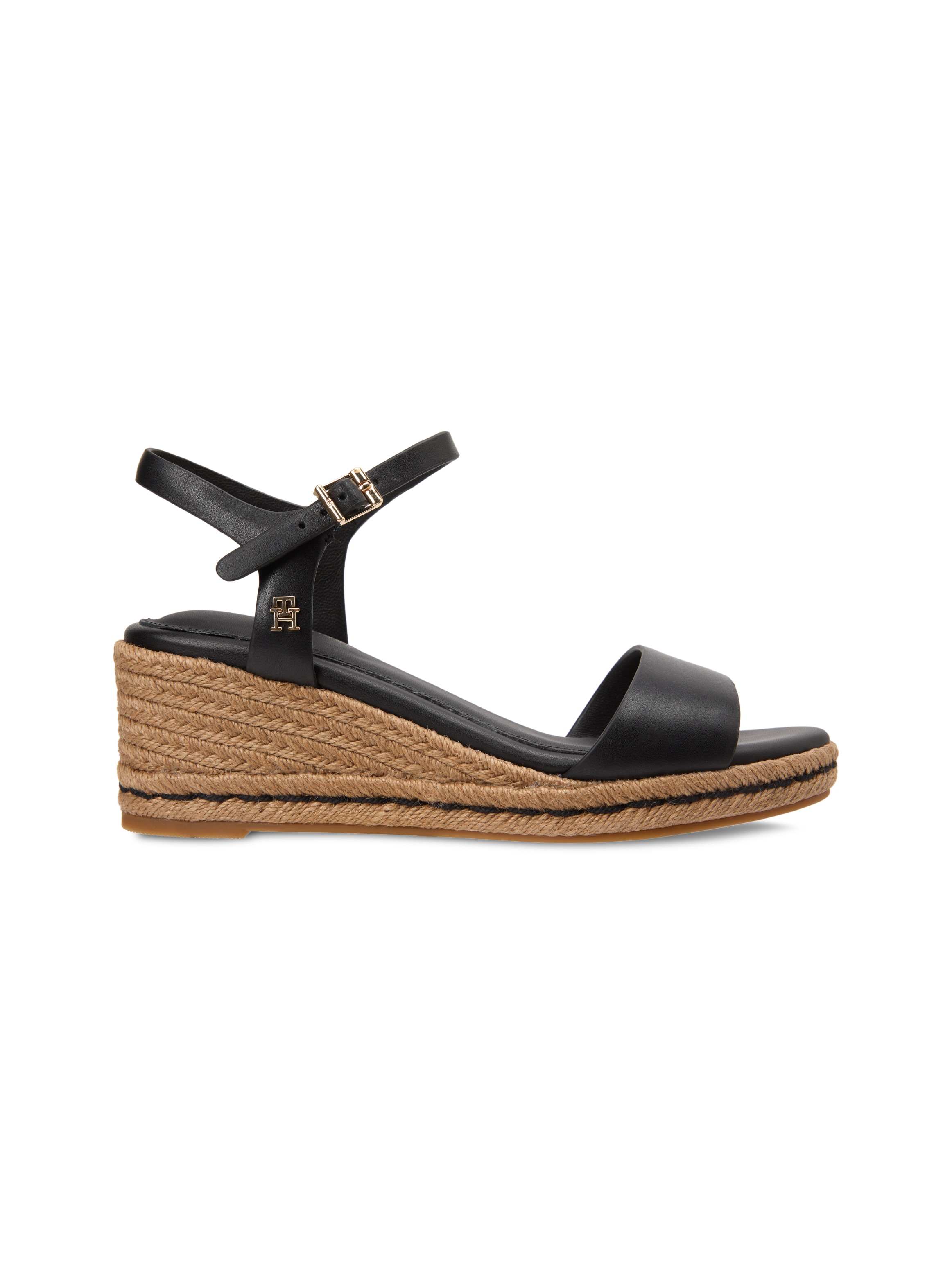 Tommy Hilfiger Keilsandalette »MID WEDGE ESPAD LEATHER«  Sommerschuh, Riemchensandale mit TH-Logoemblem - in schmaler Form