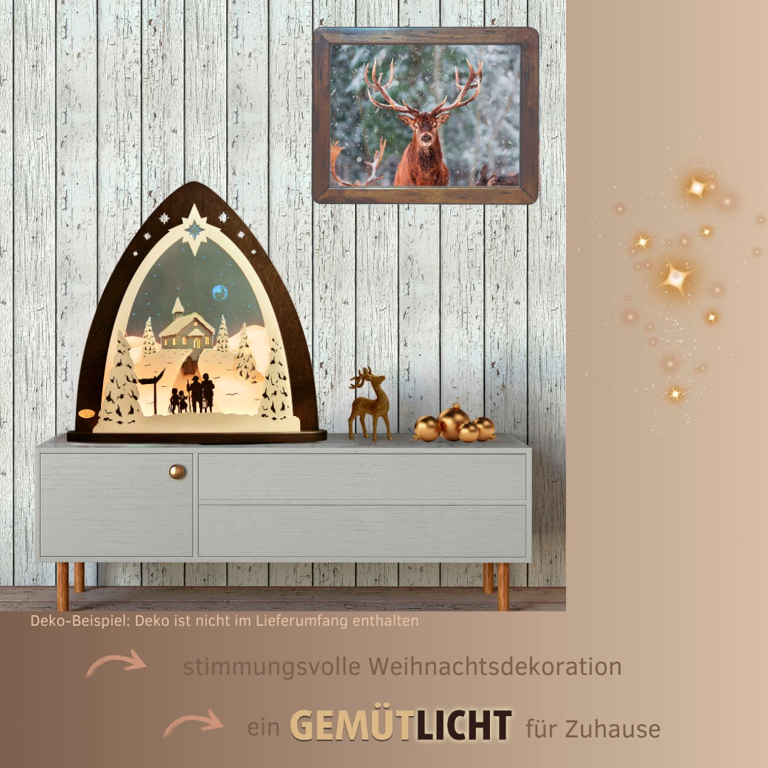 Weigla Lichterbogen »LED Bergkapelle, Lichterspitze aus Holz & Acrylglas, Made in Germany« 1 Stk. Erzgebirge garantiert, Weihnachtsdeko Innen, Weihnachtsbeleuchtung