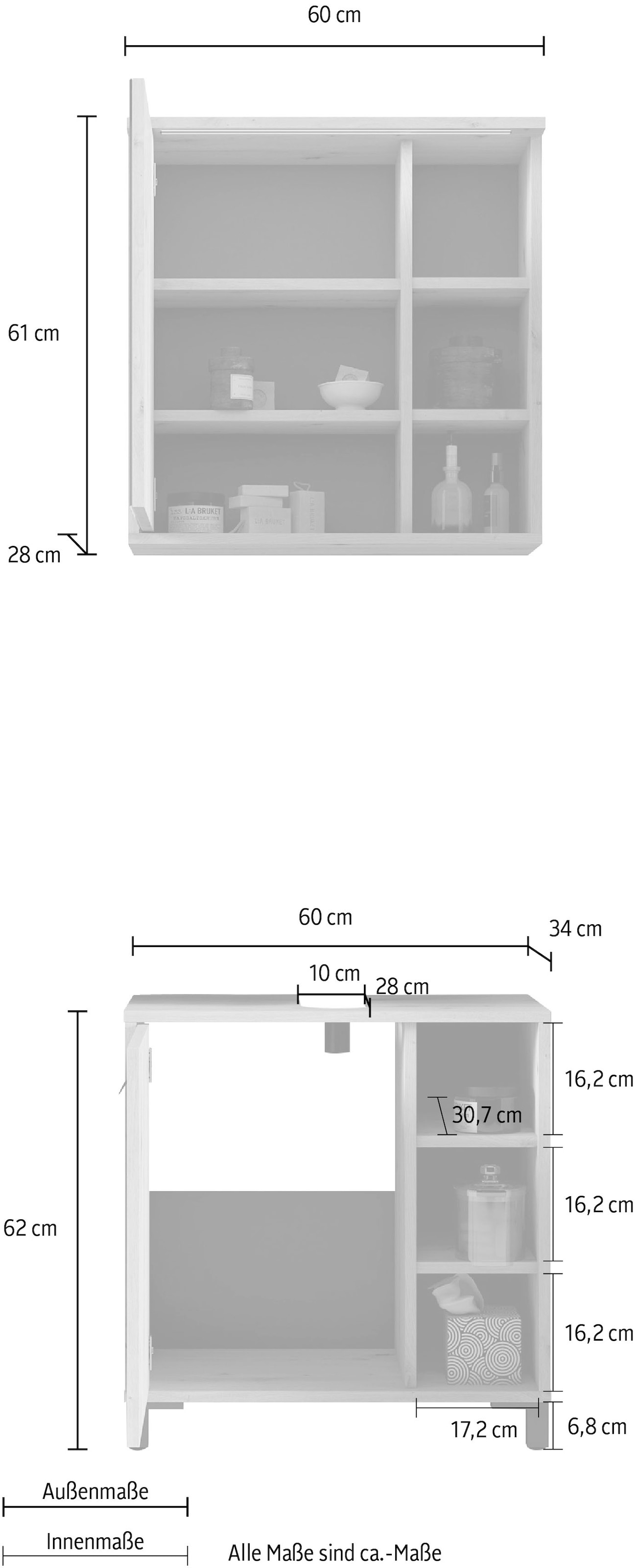 Homexperts Badmöbel-Set »Wanda«, (Set, 2 St.)