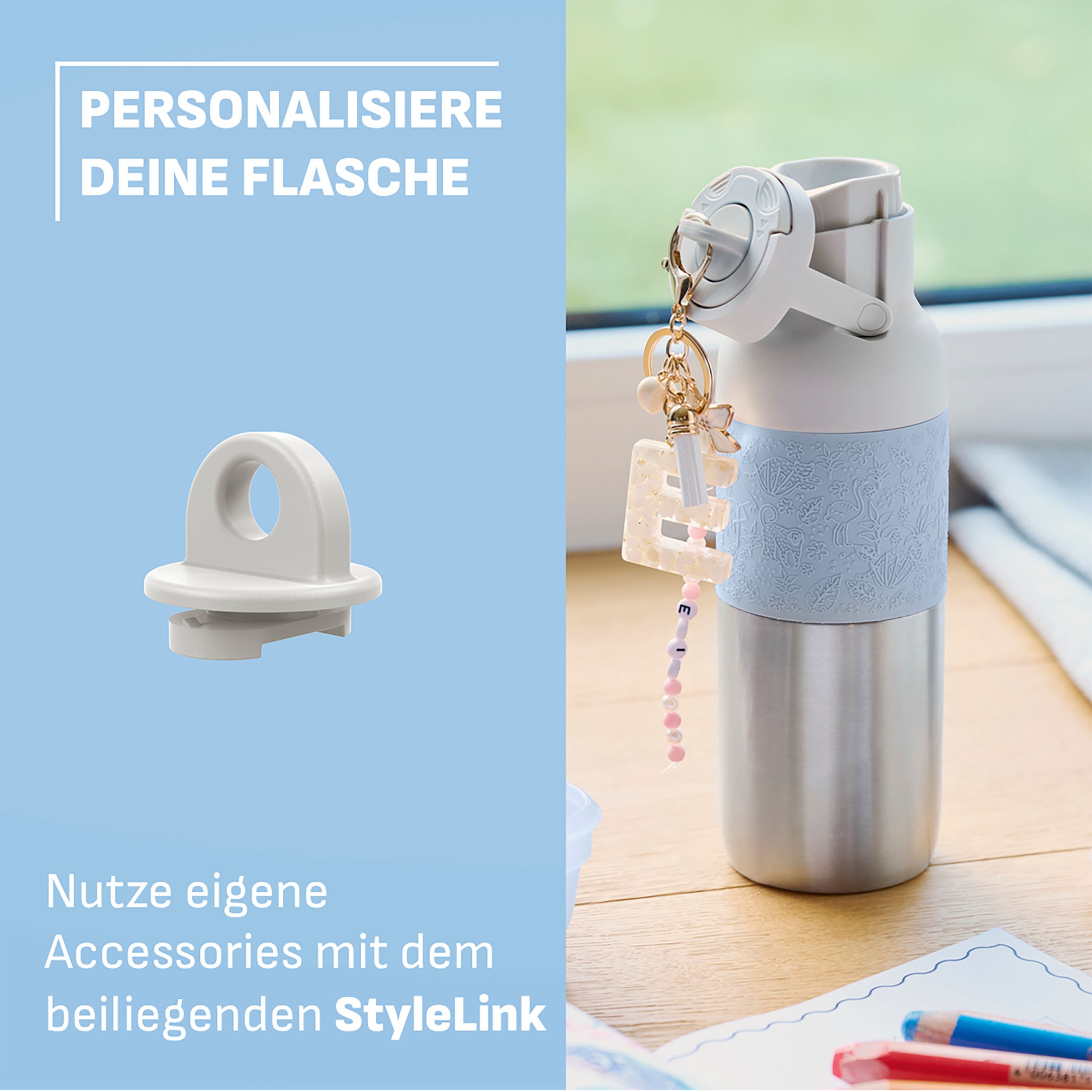 Emsa Trinkflasche »beYou Kids« einhändiges Öffnen, 100 % dicht, 0,5 Liter, Sieb, Mix & Match