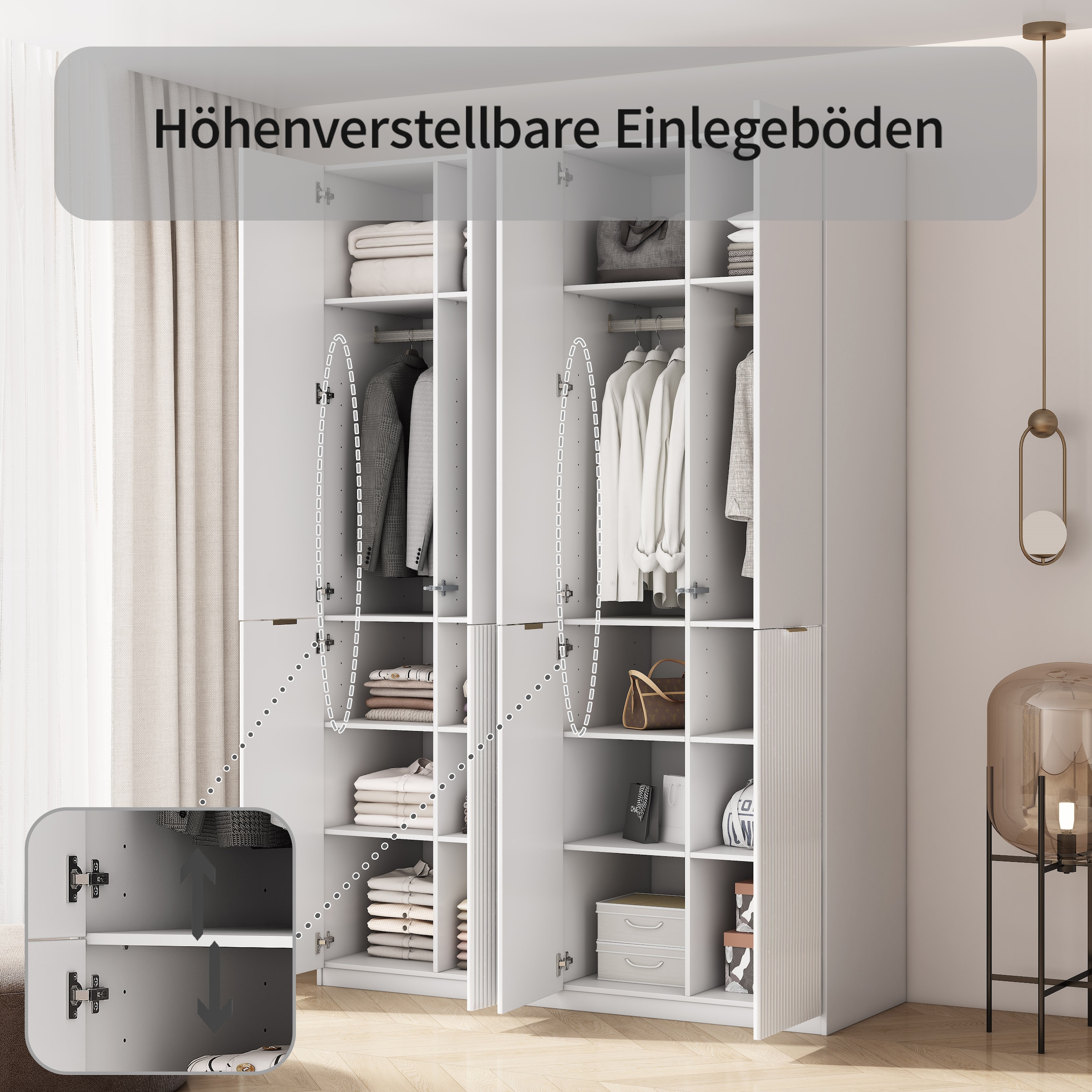 OTTO home Kleiderschrank »Jorella Schlafzimmerschrank Garderobe mit Softclose« eleganter Schlafzimmerschrank Rillendesign Trend Breite 161cm
