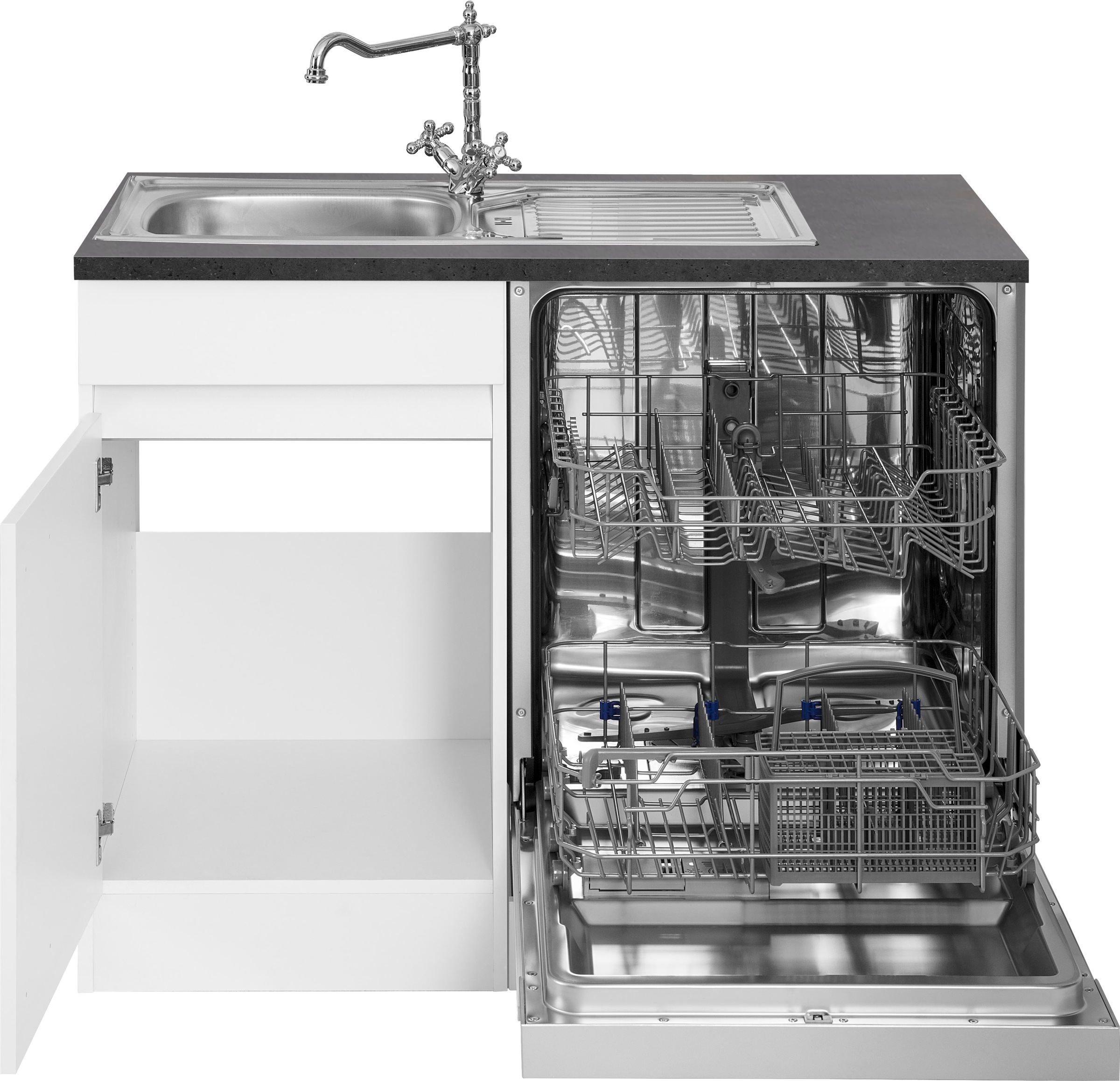 OPTIFIT Winkelküche »Roth« Stellmaße 300x175 cm, wahlweise mit E-Geräten, mit Apothekerschrank