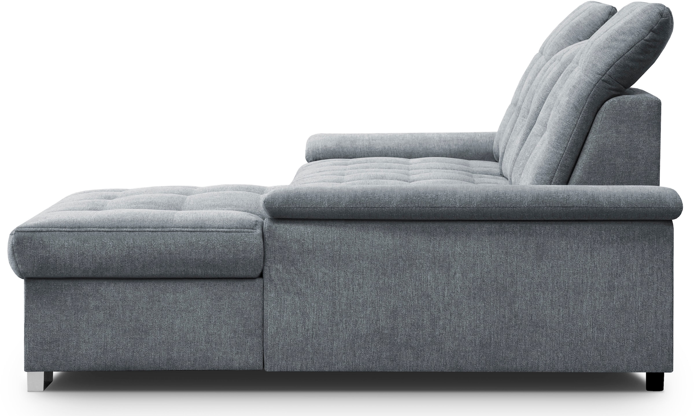 WERK2 Ecksofa »Carmen, mit Bettfunktion & Bettkasten, optional Sitztiefenverstellung« ohne Sitztiefenverstellung, Struktur weich, grau