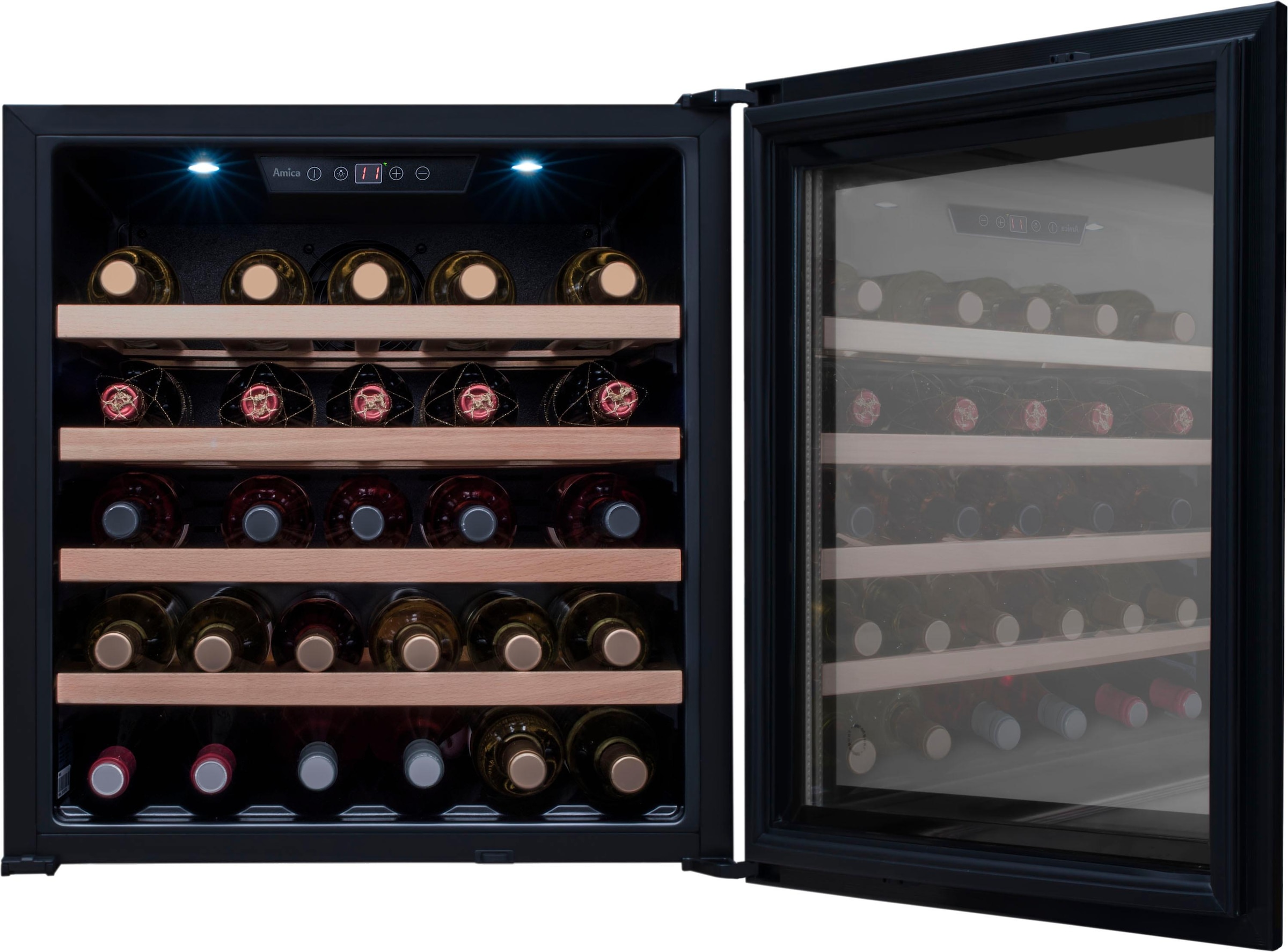 Amica Einbauweinkühlschrank »WK 341 für S«, 075l, LED-Beleuchtung 210 Standardflaschen OTTO bei 40 á