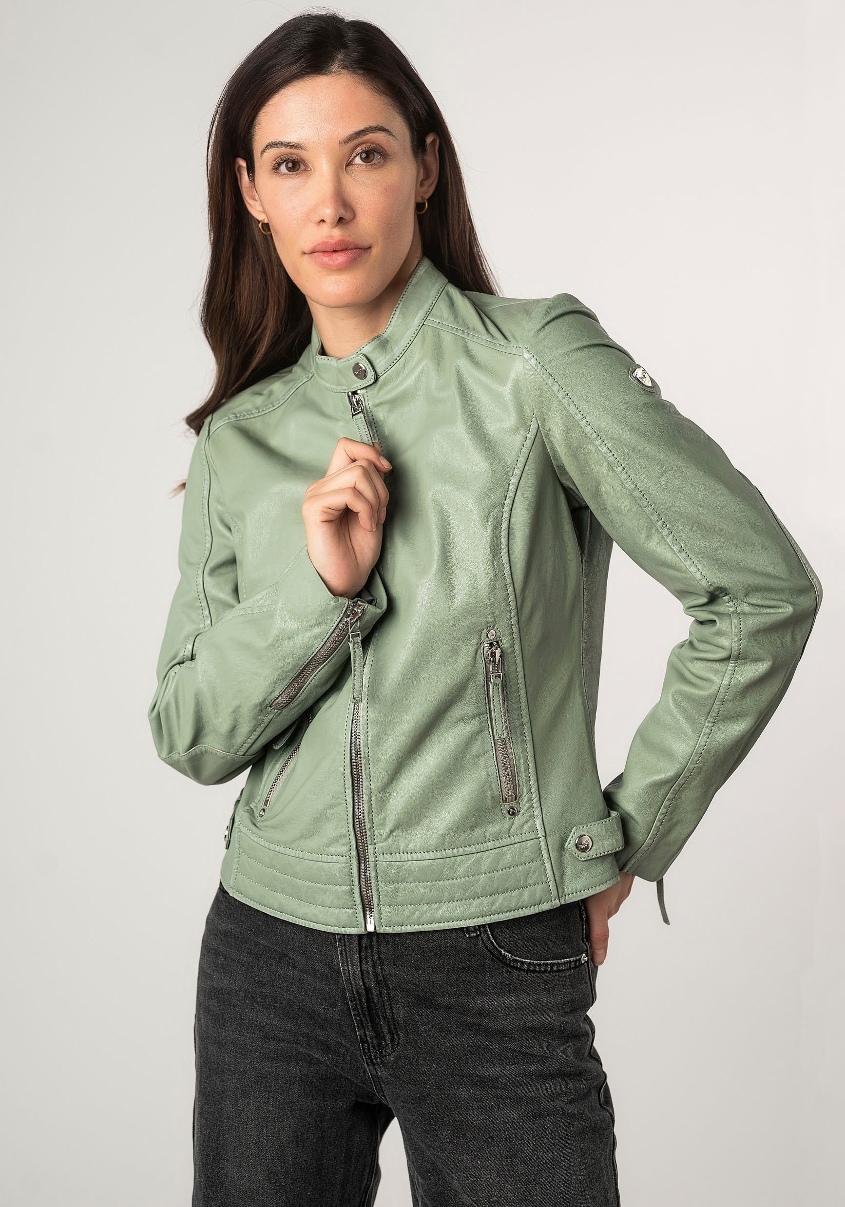 Mauritius Lederjacke »MWFilla«, mit kleinem Stehkragen