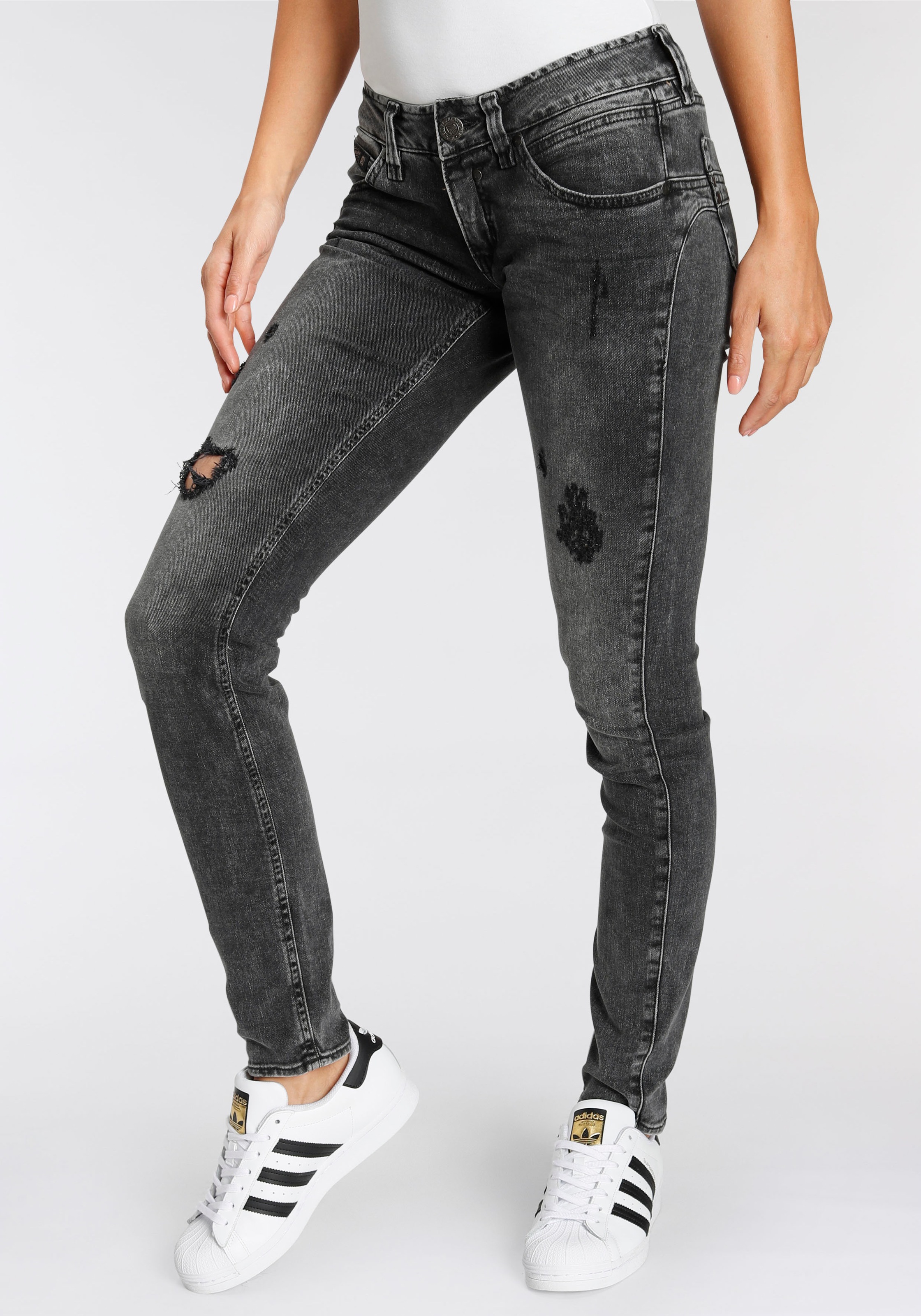 Herrlicher Slim-fit-Jeans »TOUCH SLIM ORGANIC DENIM«, Low Waist Push-up-Destroyed-Stretch-Jeans