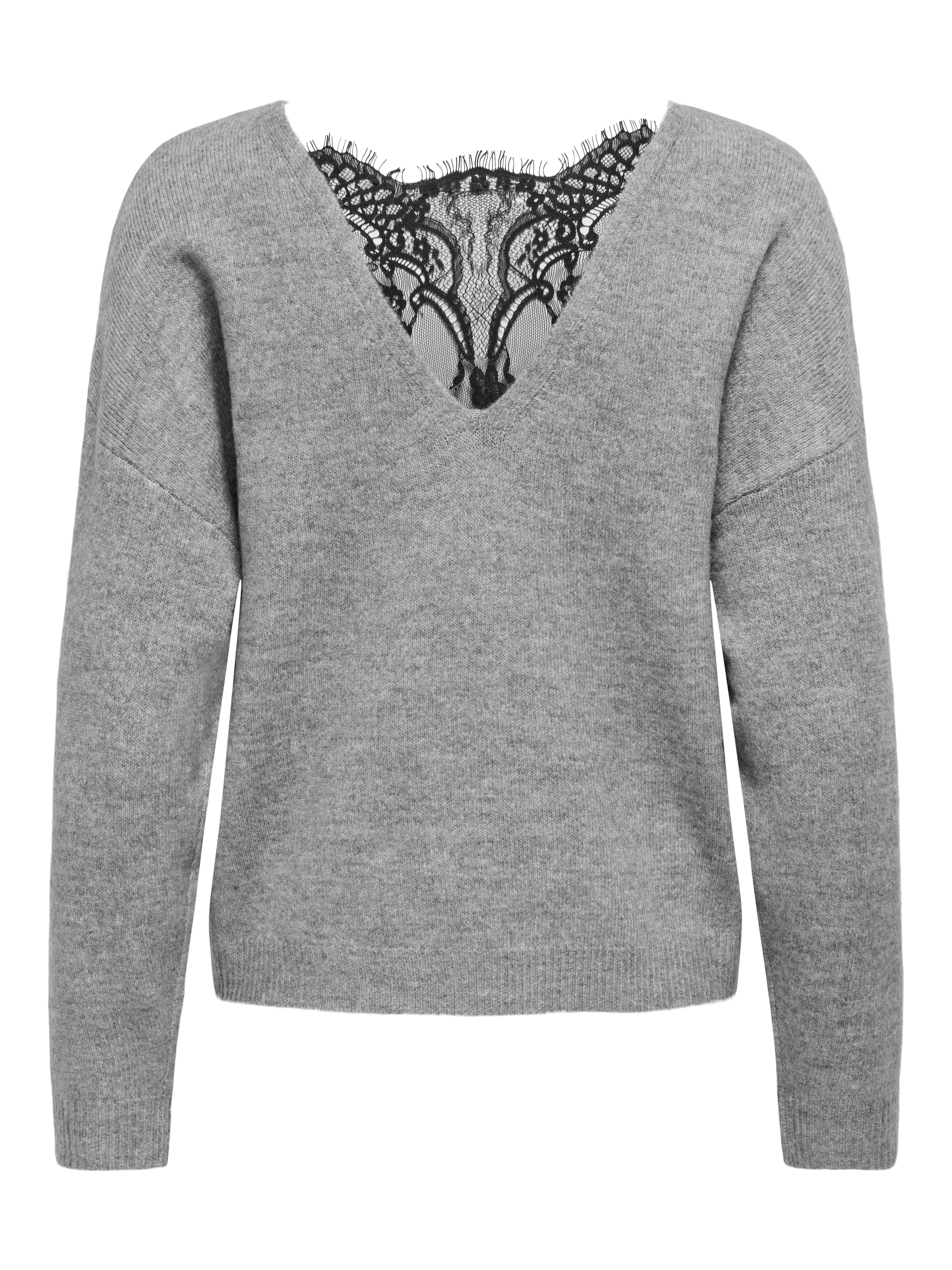 ONLY Rundhalspullover »ONLANJA LS LACE MIX O-NECK ZL KNT«, mit Spitzeneinsatz am Rückenausschnitt