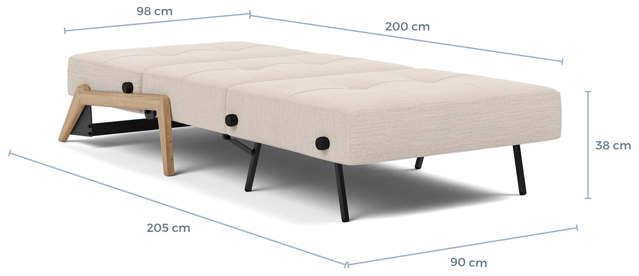 INNOVATION LIVING ™ Sessel »CUBED Schlafsessel,  Füße Eiche, Breite 98cm, hoher Sitzkomfort«
