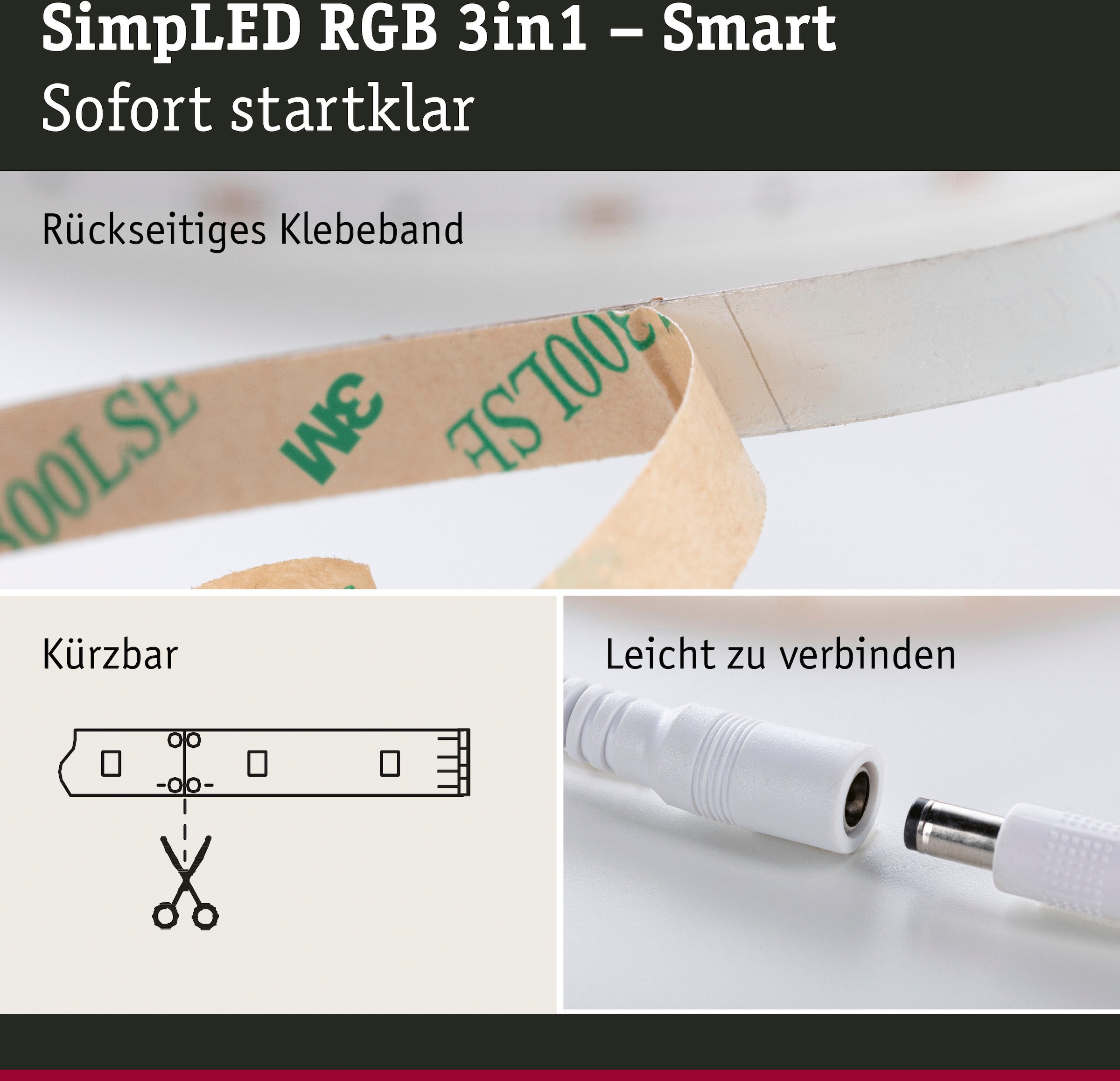 Paulmann LED-Streifen »SimpLED Stripe Set 5m 230/12V DC Weiß Metall Kunststoff«, 1 St.-flammig, RGB Zigbee