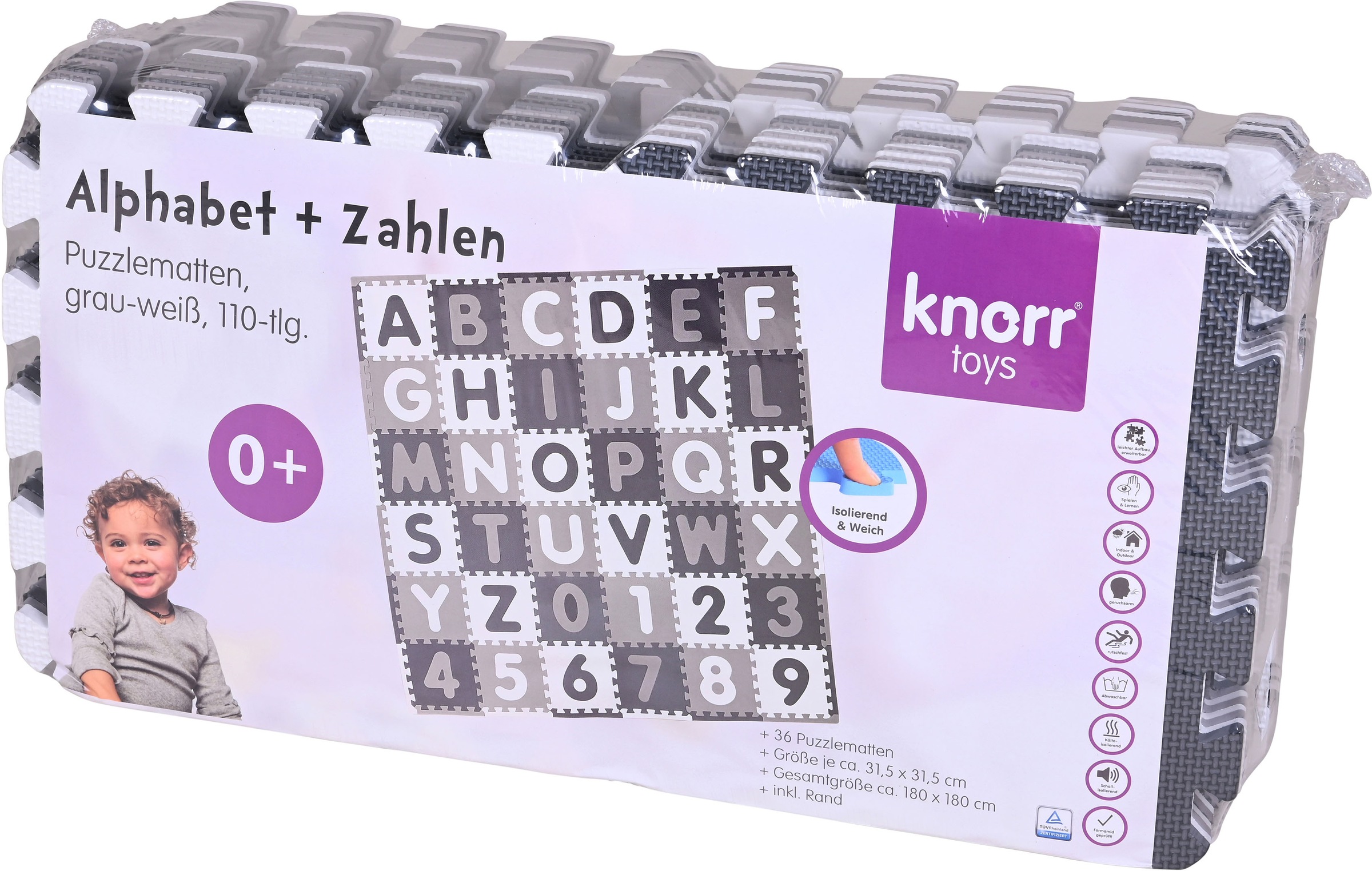 Knorrtoys® Puzzle »Alphabet + Zahlen, grau-weiß«, Puzzlematte, Bodenpuzzle  bestellen bei OTTO