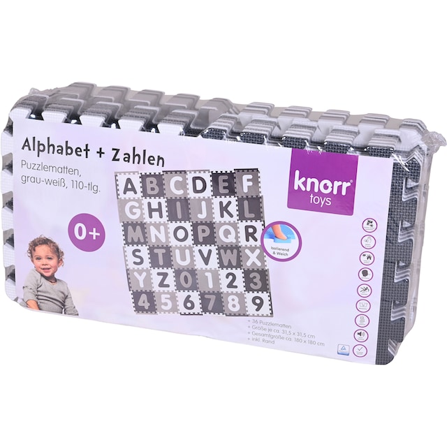 Knorrtoys® Puzzle »Alphabet + Zahlen, grau-weiß«, Puzzlematte, Bodenpuzzle  bestellen bei OTTO