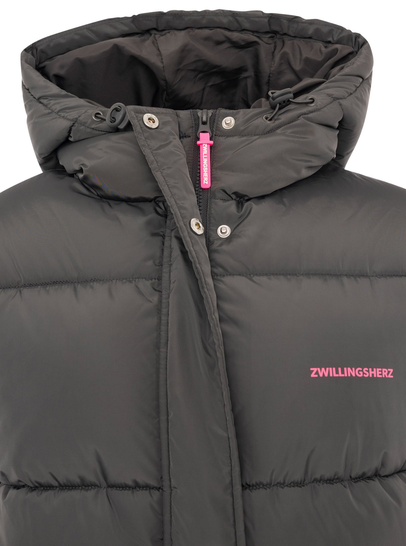 Zwillingsherz Steppjacke »„Love More“« Kapuze mit Tunnelzug, verdeckter Reißverschluss, dezente Details