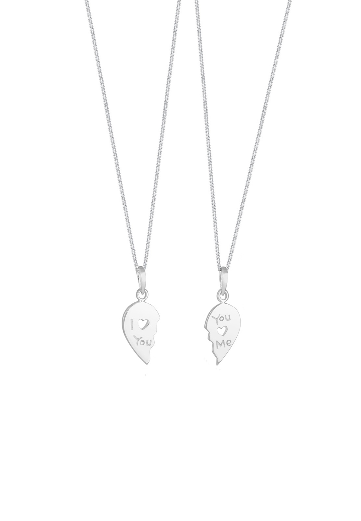 Elli Ketten-Set »Halskette Set Partnerketten Herz Schriftzug 925 Sterling Silber«