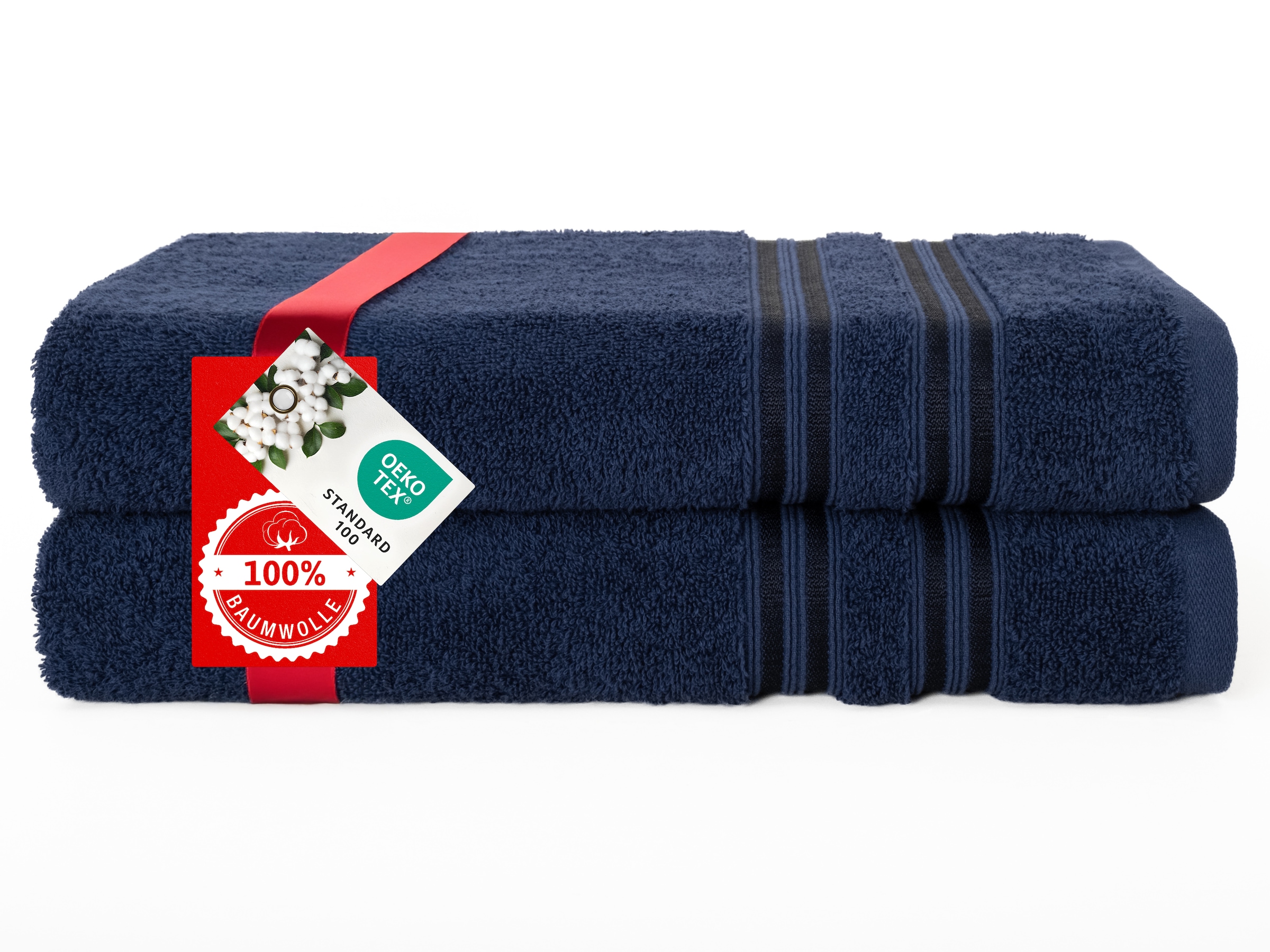 HAMMETEX Duschtuch »2er Set Badetücher 70x140 cm, 100% Baumwolle, Weich & Saugstark« mit Bordüre, einfarbig, weich