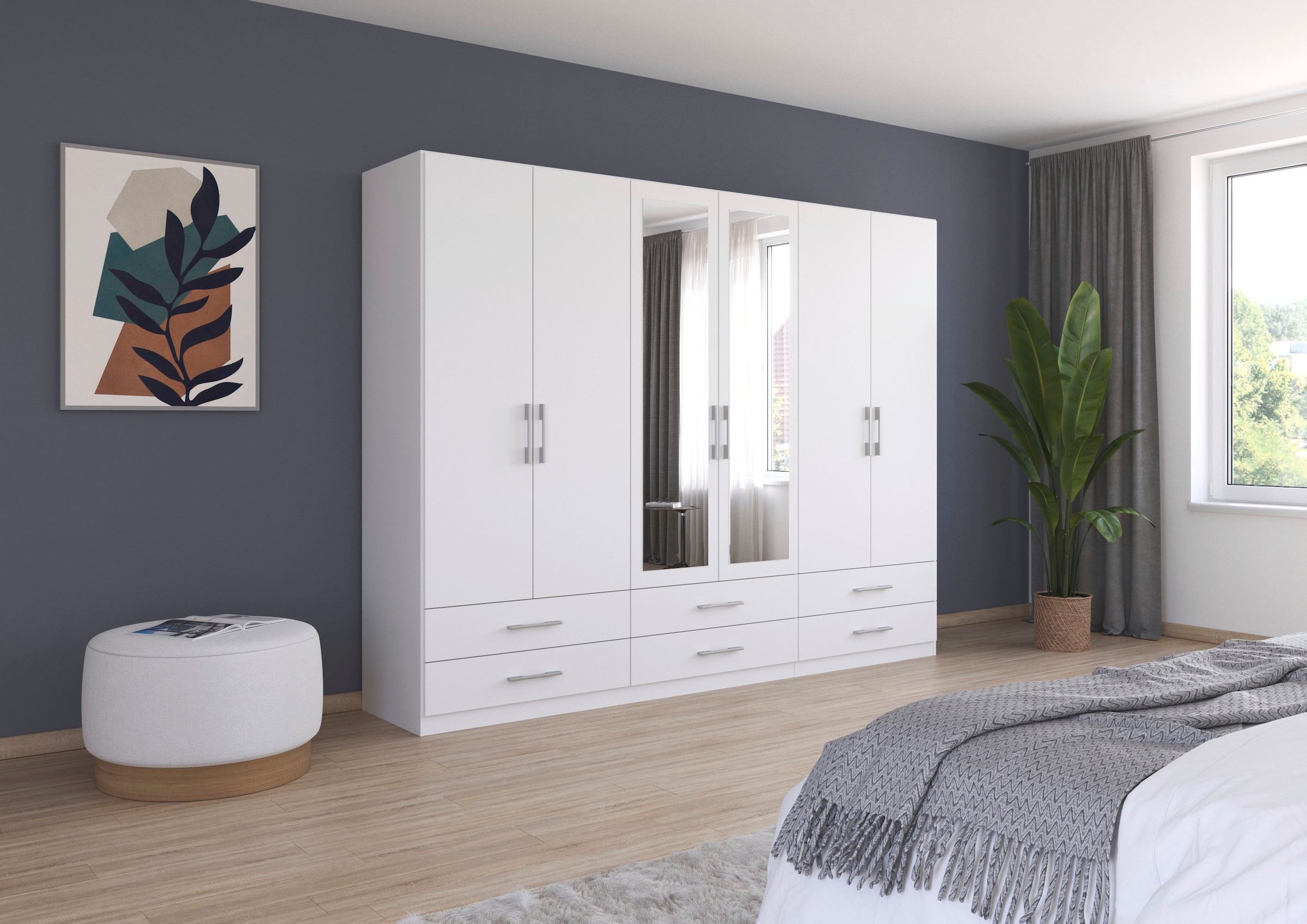 rauch Kleiderschrank »Schrank Garderobe Wäscheschrank HERSBRUCK in 2 Breiten« Breiten: 226 oder 271 cm, Höhe 210 cm,  mit 6 großzügigen Schubladen sowie Spiegeltüren MADE IN GERMANY