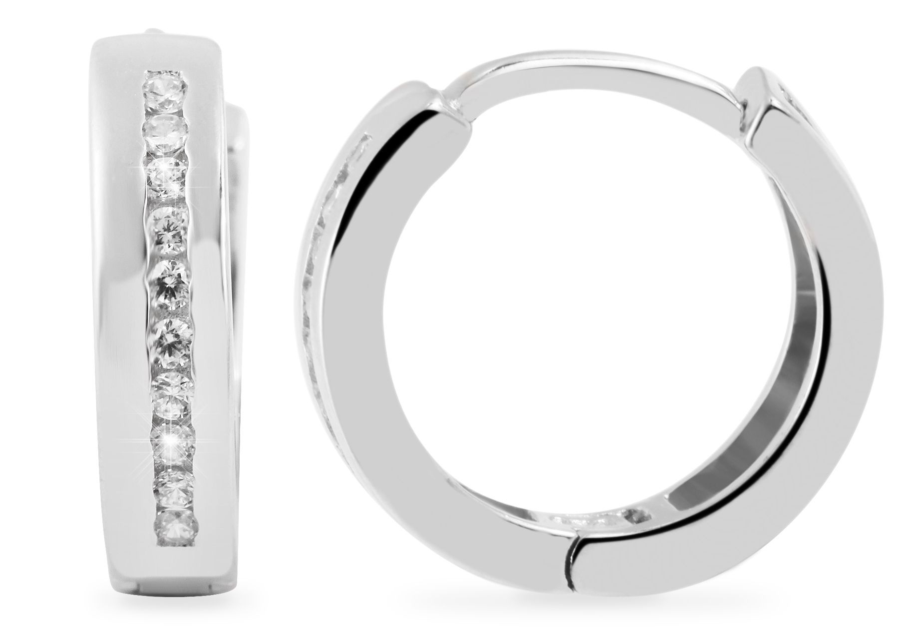 Adelia´s Paar Creolen »Damen Ohrringe ¿ Klappcreole aus 925 Silber mit Zirkonia«