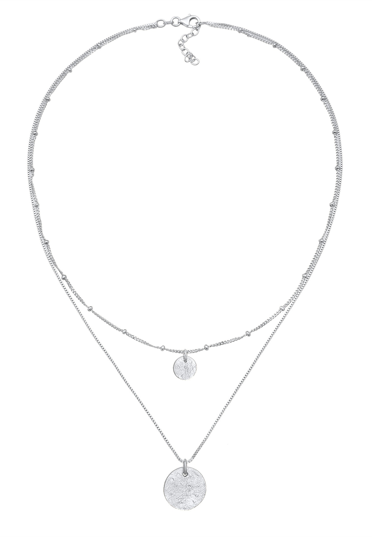 Elli Silberkette »Halskette Basic Layer Kugelkette Plättchen 925 Silber«