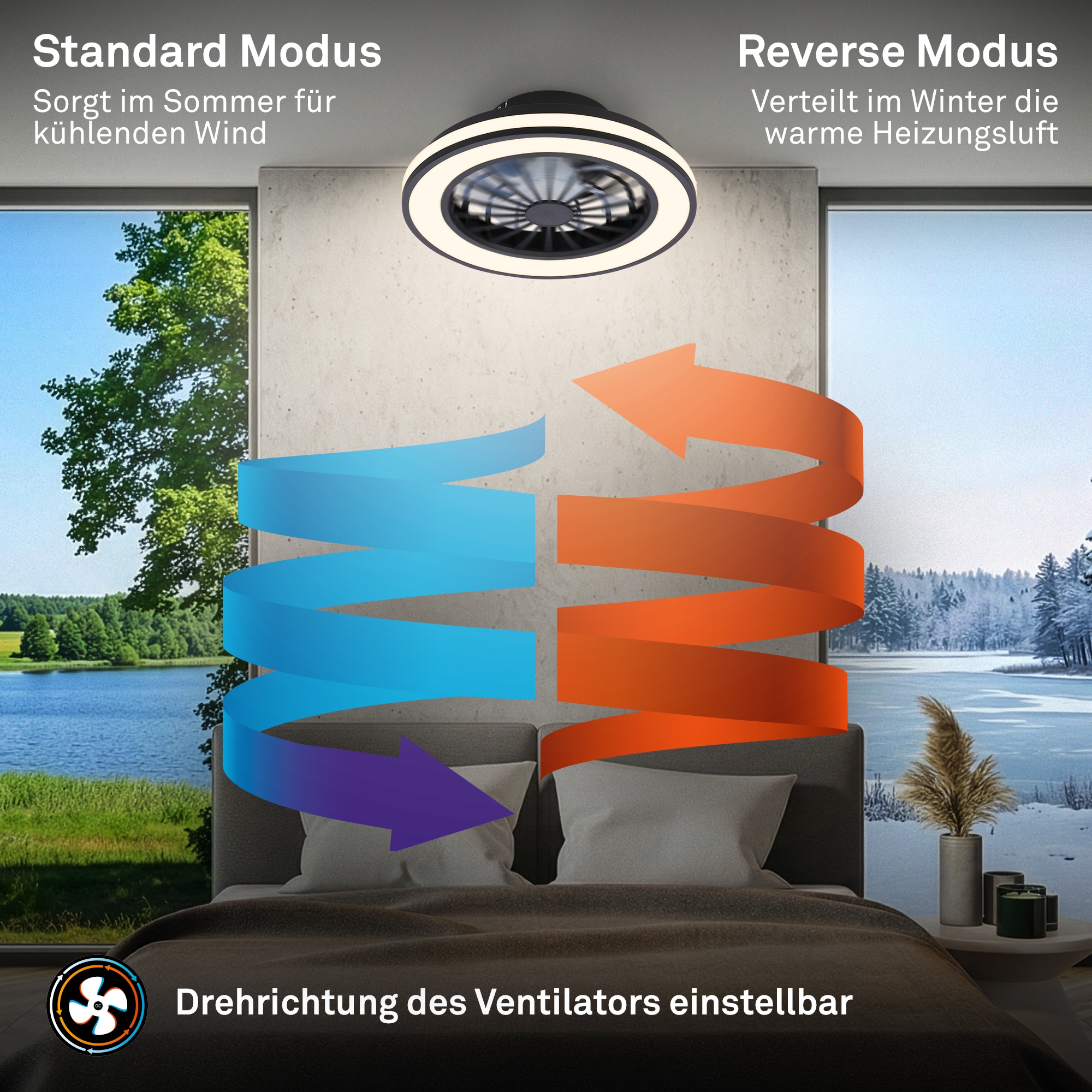 Briloner Leuchten LED Deckenleuchte »VENTURO« LED-Board 1 Stk. warmweiß - kaltweiß 38 x 14 cm (DxH), Schlafzimmer, Wohnzimmer, Esszimmer, Flur, Küche