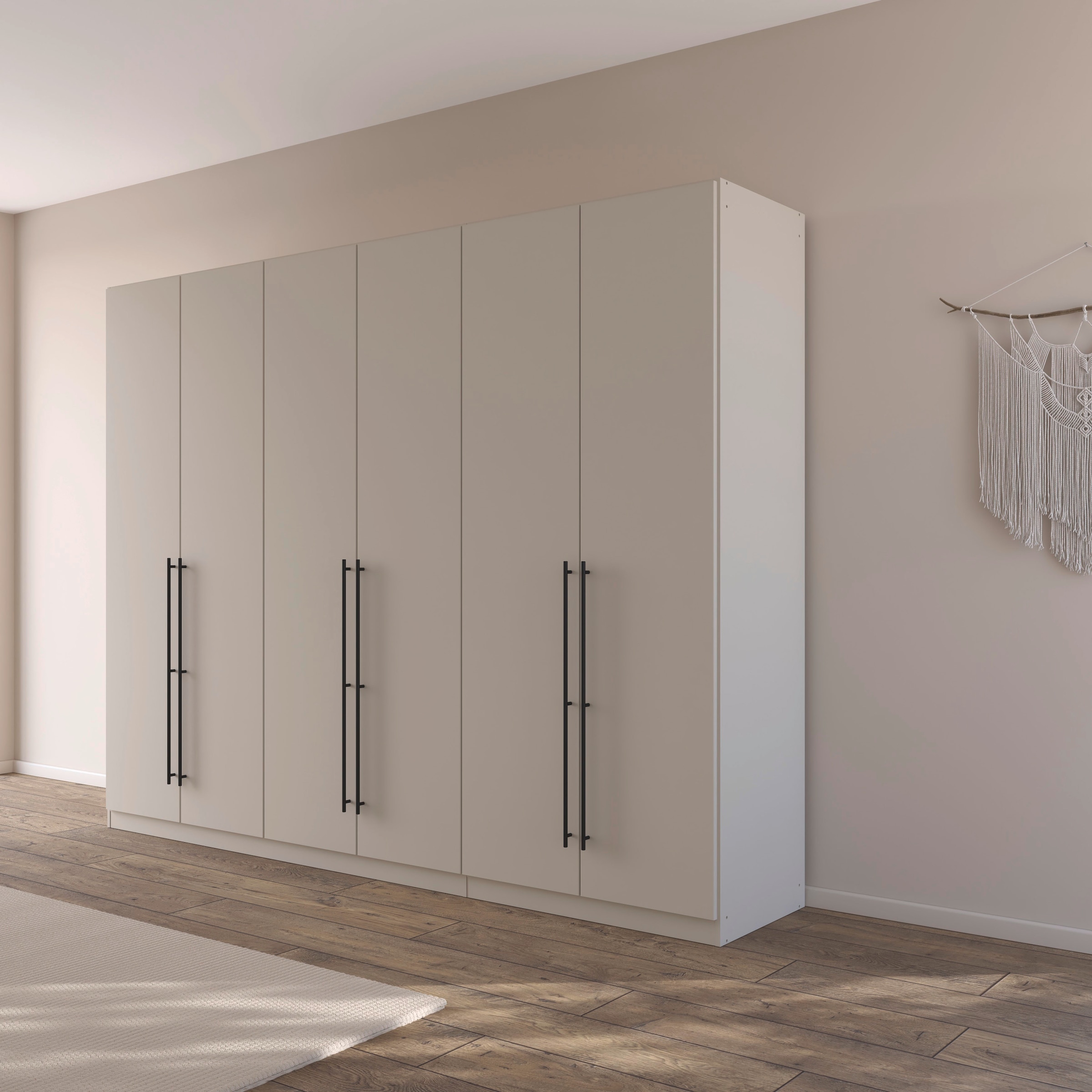 rauch Kleiderschrank »Drehtürenschrank Schrank Garderobe Wäscheschrank Schlafzimmer AVOLA«, (in 3 verschiedenen Ausstattungen BASIC/CLASSIC/PREMIUM), mit hochwertigen Stangengriffen in Schwarz aus Metall MADE IN GERMANY