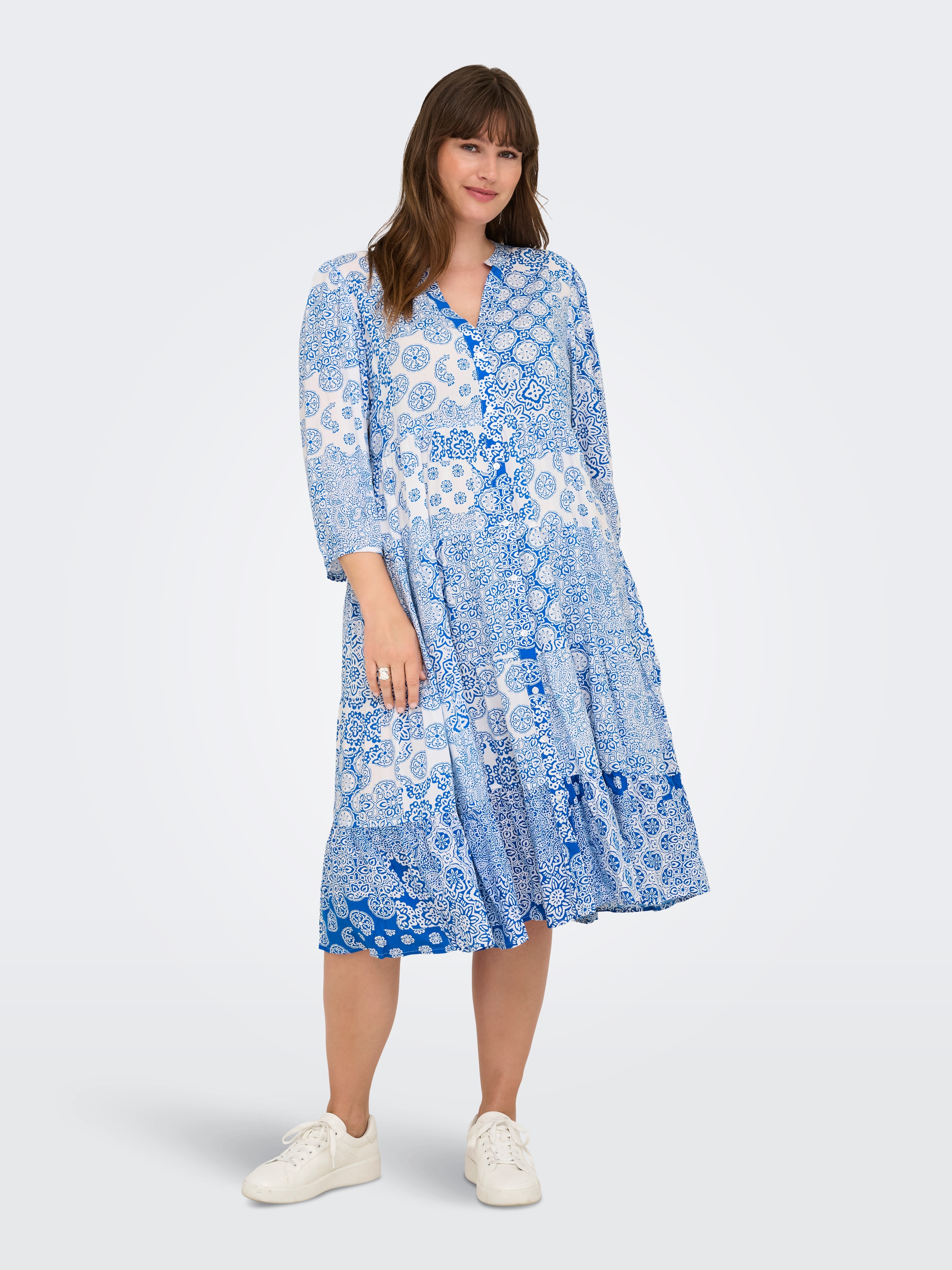 ONLY CARMAKOMA Tunikakleid »CARMILANA 3/4 DRESS WVN NOOS«, Sommerkleid