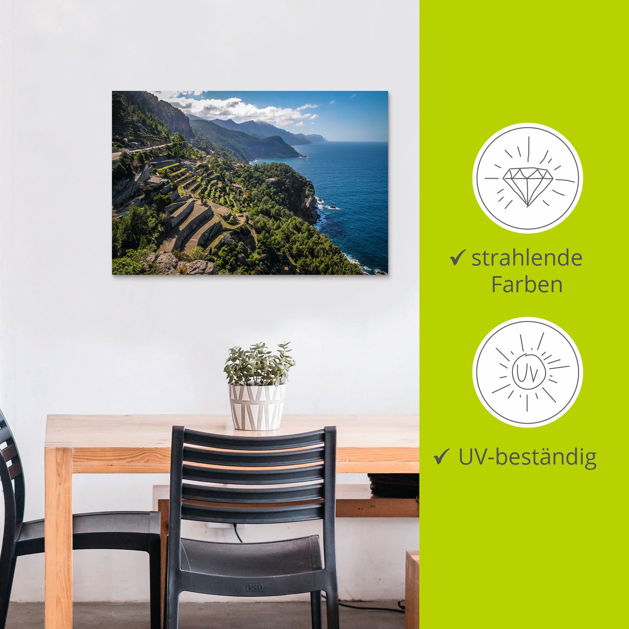 Artland Wandbild »Terrassen an Torre des Verger, Mallorca«, Küstenbilder, (1 St.), als Alubild, Leinwandbild, Wandaufkleber oder Poster in versch. Größen