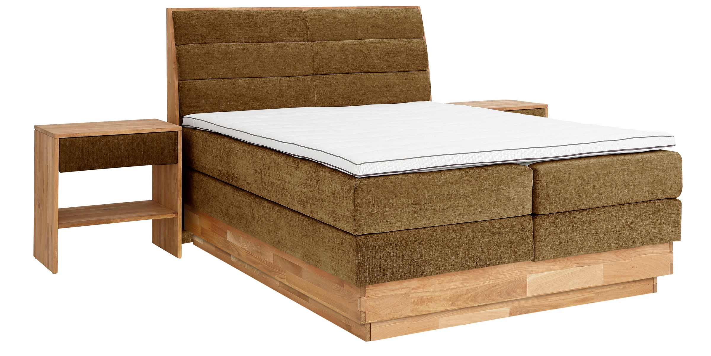 OTTO products Boxspringbett »Jenna«, ohne LED-Beleuchtung, mit zertifizierten, recycelten Bezugsstoffen