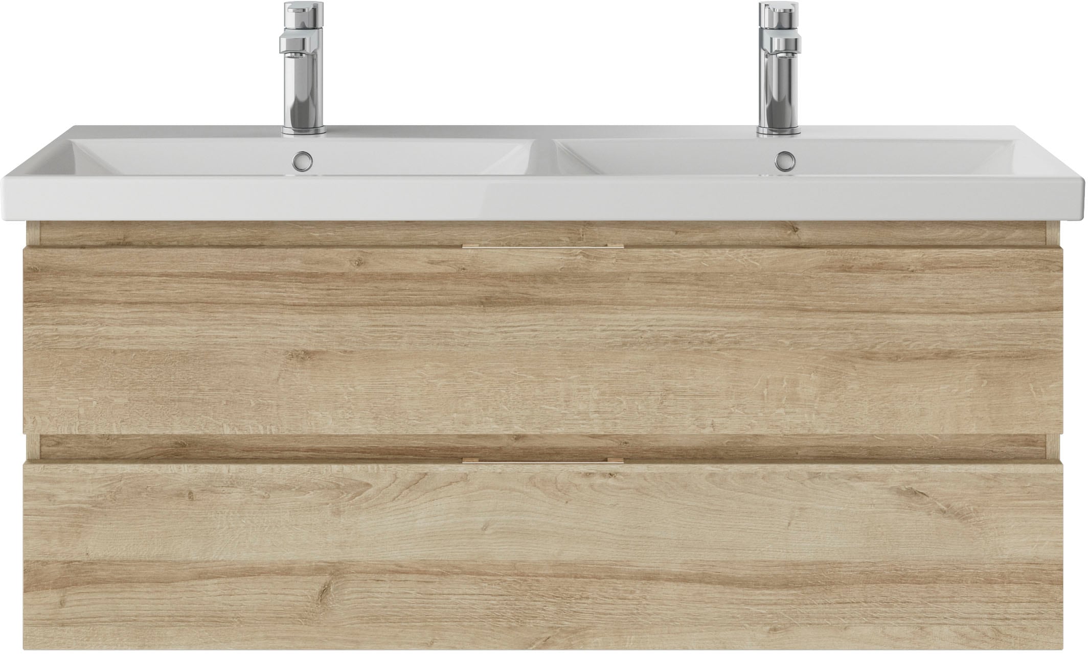 Saphir Badmöbel-Set »Serie 4035 2-teilig, Keramik-Doppelwaschtisch mit LED-Spiegelschrank«, (Set), Doppel-Waschplatz inkl Türdämpfer, 120 cm breit, 2 Schubladen, 3 Türen