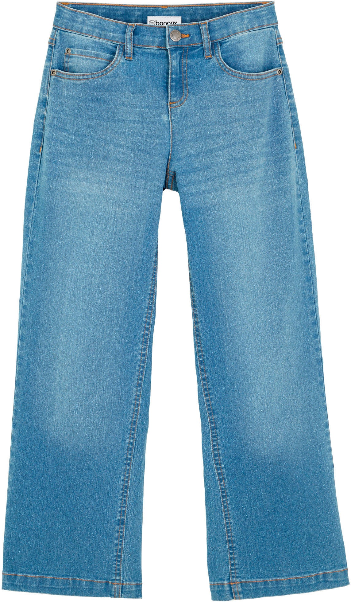 bonprix Weite Jeans Loose Fit, aus Baumwolle, Polyester und Elasthan, mit Used-Effekten