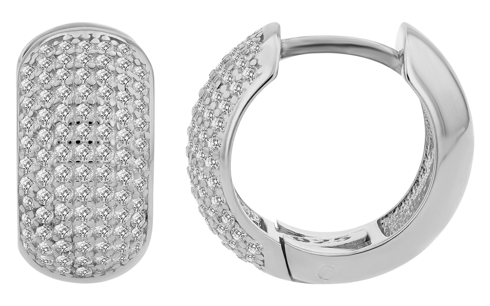 Adelia´s Paar Creolen »Damen Ohrringe ¿ Klappcreole aus 925 Silber mit Zirkonia«