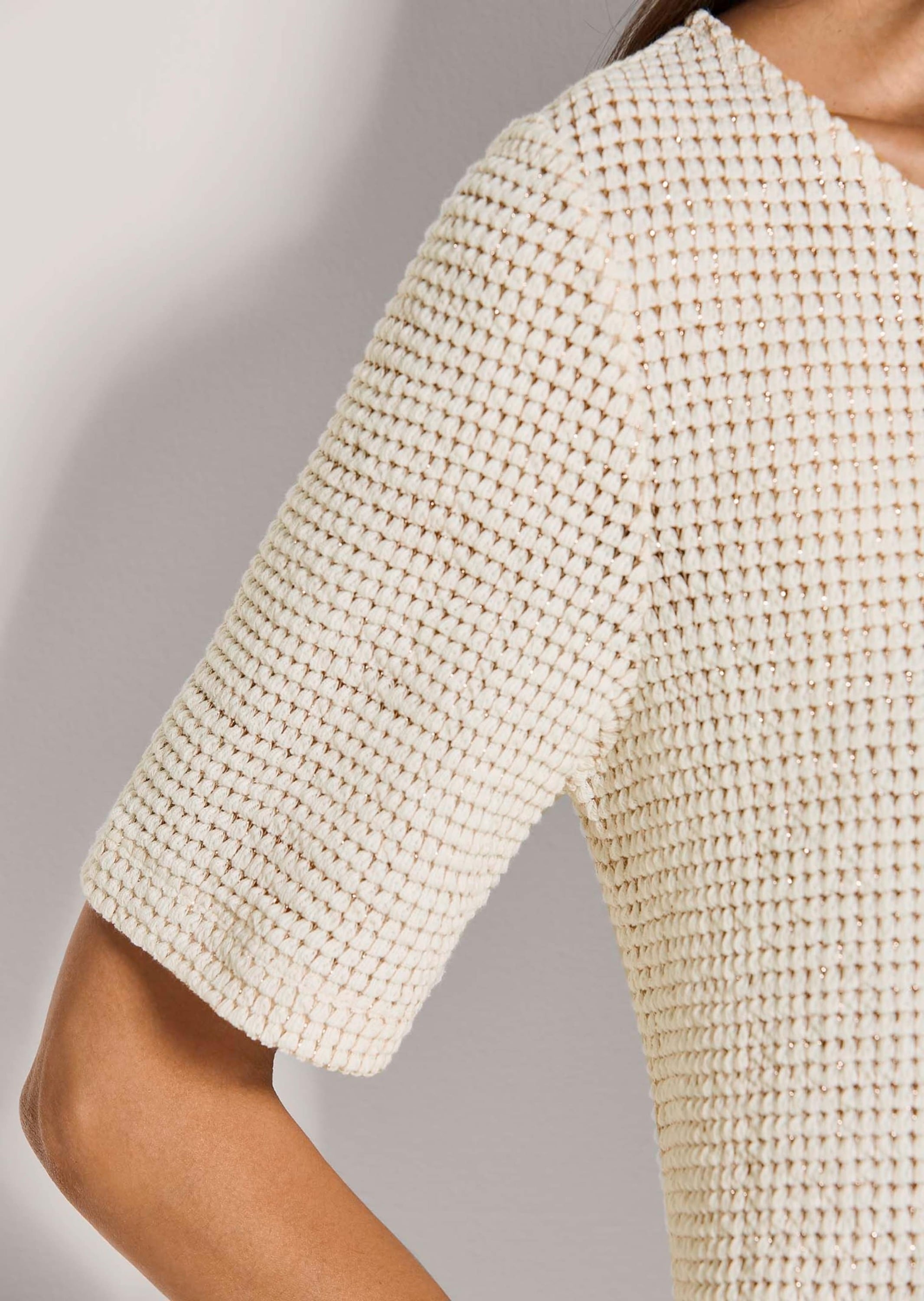 MADELEINE Kurzarmshirt »Shirt Sommershirt mit Halbarm, Rundhals« Waffelartige Struktur