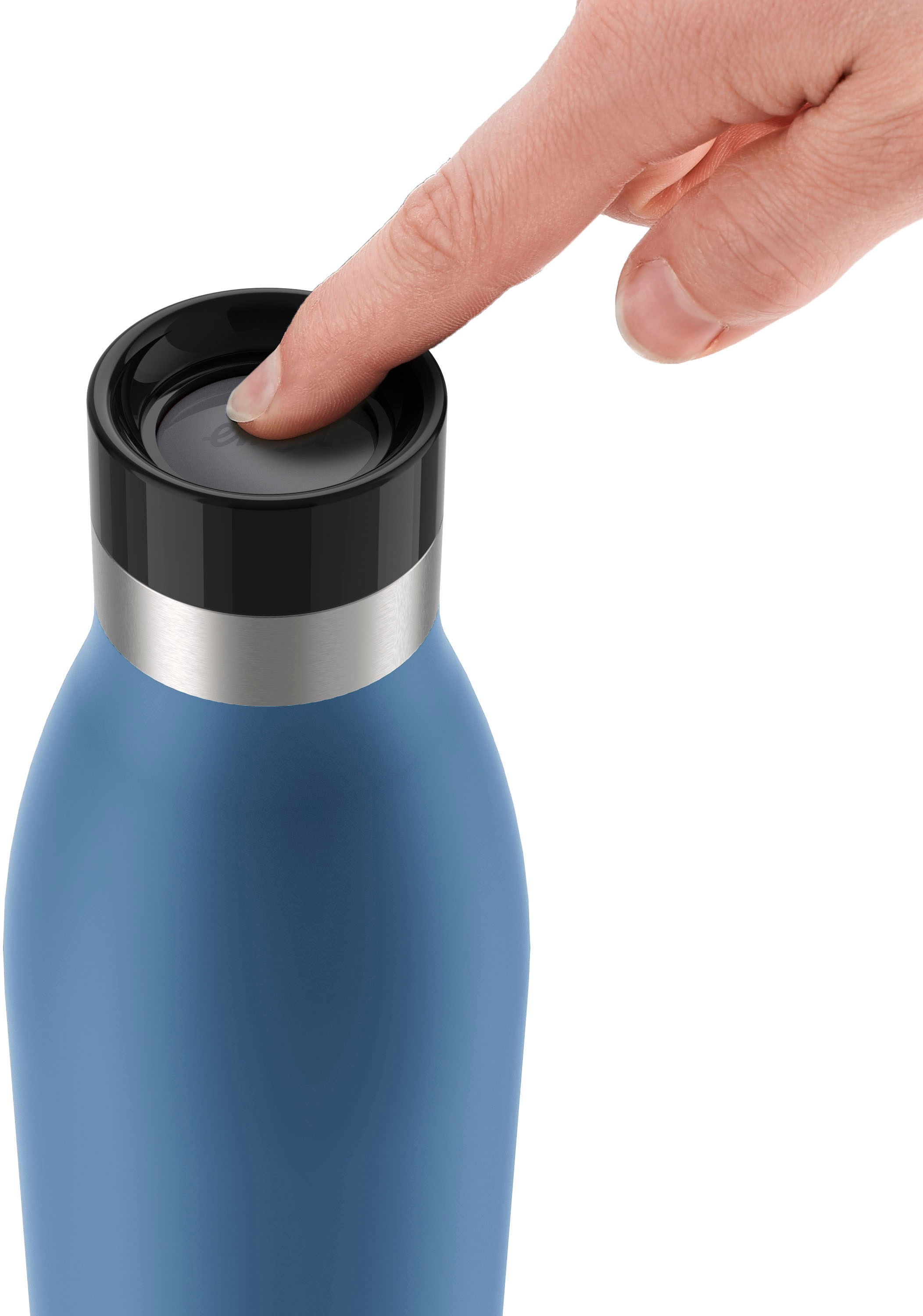Emsa Isolierflasche »Trinkflasche Bludrop«, (1 tlg.), Edelstahl, Quick-Press Deckel, 360° Trinkgenuss, 12h warm/24h kühl
