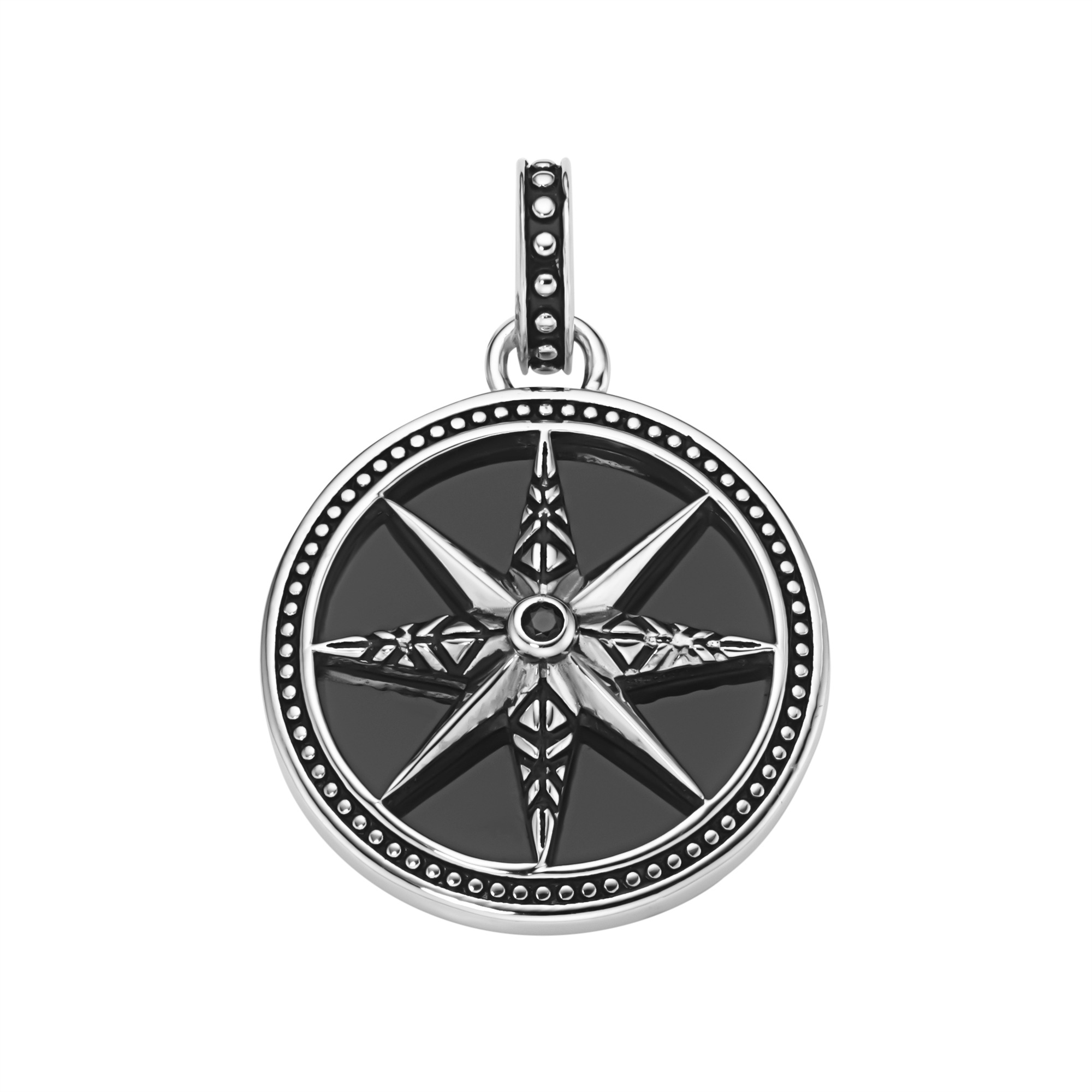 GIORGIO MARTELLO MILANO Kettenanhänger »Anhänger Kompass mit Achat und Spinell in schwarz, Silber 925« ()