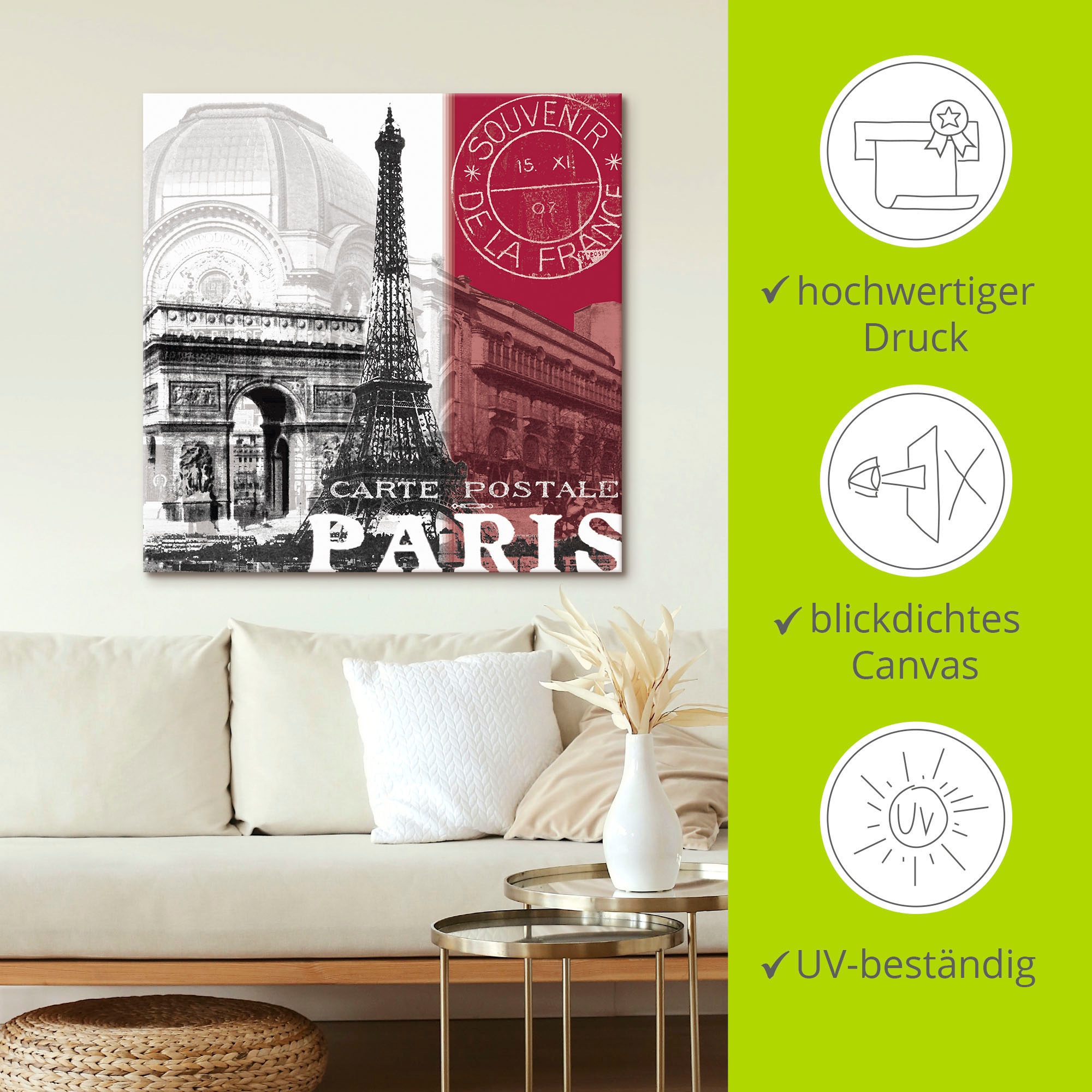 Artland Wandbild »Paris« Gebäude 1 Stk. tlg. als Alubild, Leinwandbild in verschied. Größen