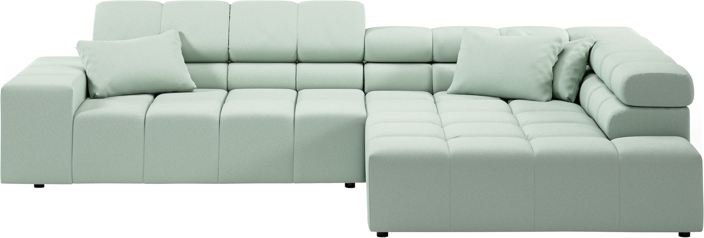 INOSIGN Ecksofa »Ancona incl. Kopfteilverstellung, Zierkissen Breite 319cm, L-Form«, wahlweise motorische Sitztiefenverstellung, auch in Cord + Easy Care