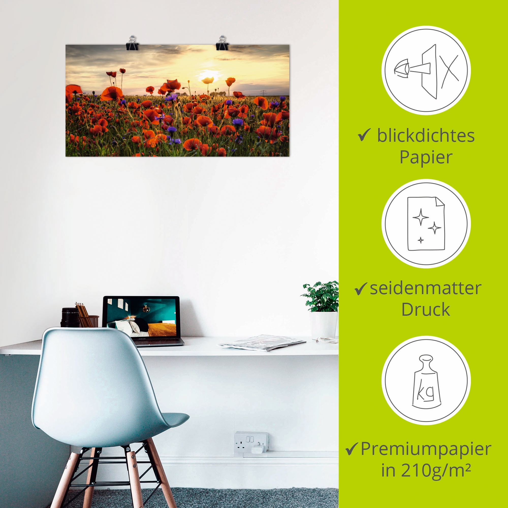 Artland Wandbild »Mohnblumen«, Blumen, (1 St.), als Alubild, Outdoorbild, Leinwandbild, Poster, Wandaufkleber