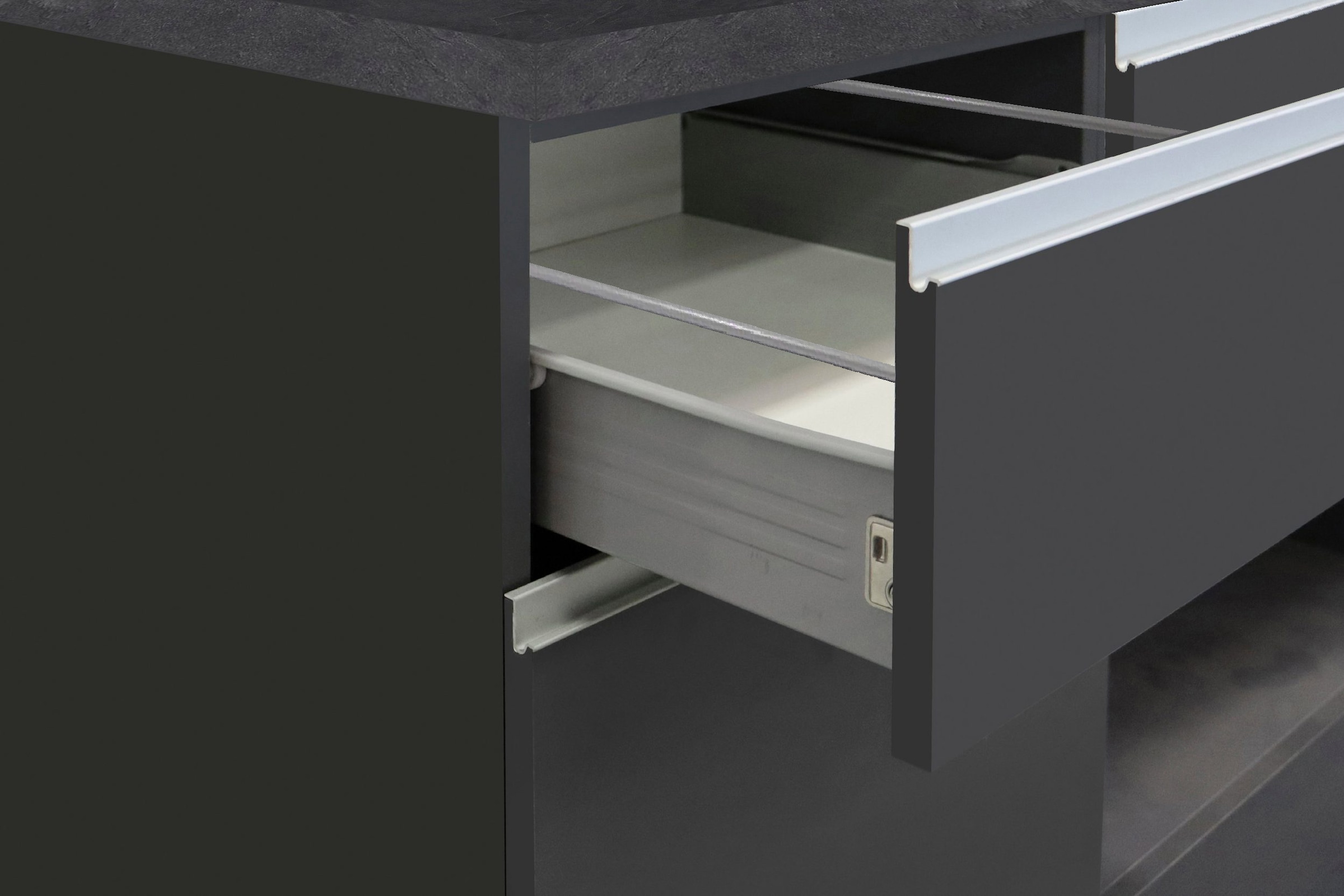 KOCHSTATION Kücheninsel »Sole,Kochinsel,Küchenarbeitsblock,Inselküche,Arbeitsinsel«, Breite 200 cm mit 4 Türen,4 Schubkästen, Aluminiumgriff