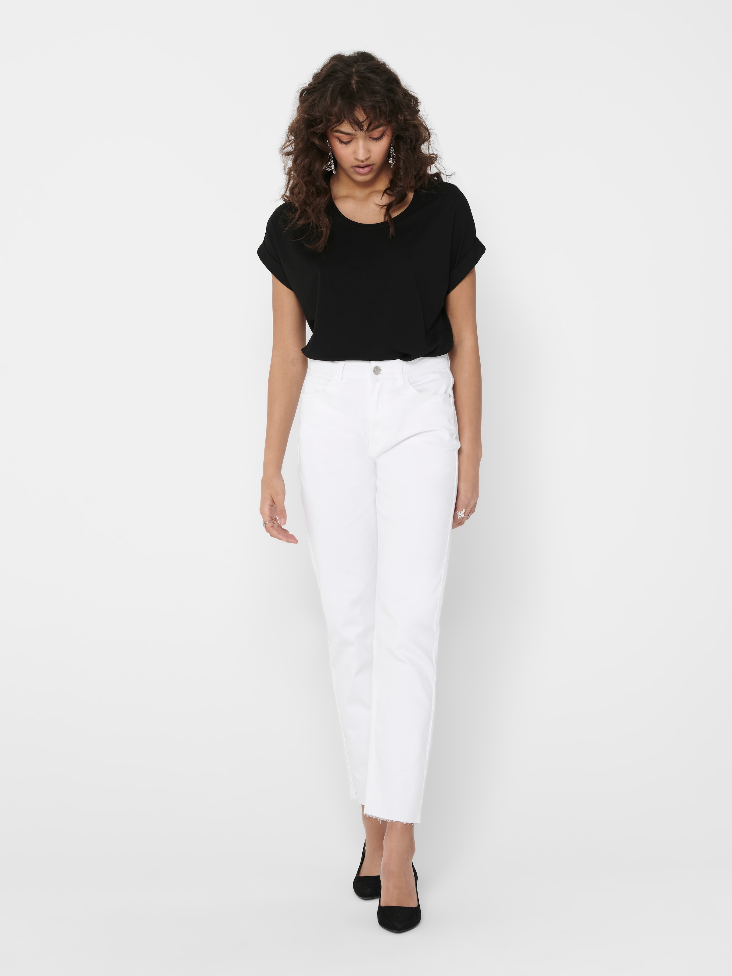 ONLY T-Shirt »ONLMOSTER – T-Shirt mit melierter Optik und elastischem Material«, meliert, casual, lässig geschnitten, Viskosemischung, Rundhals