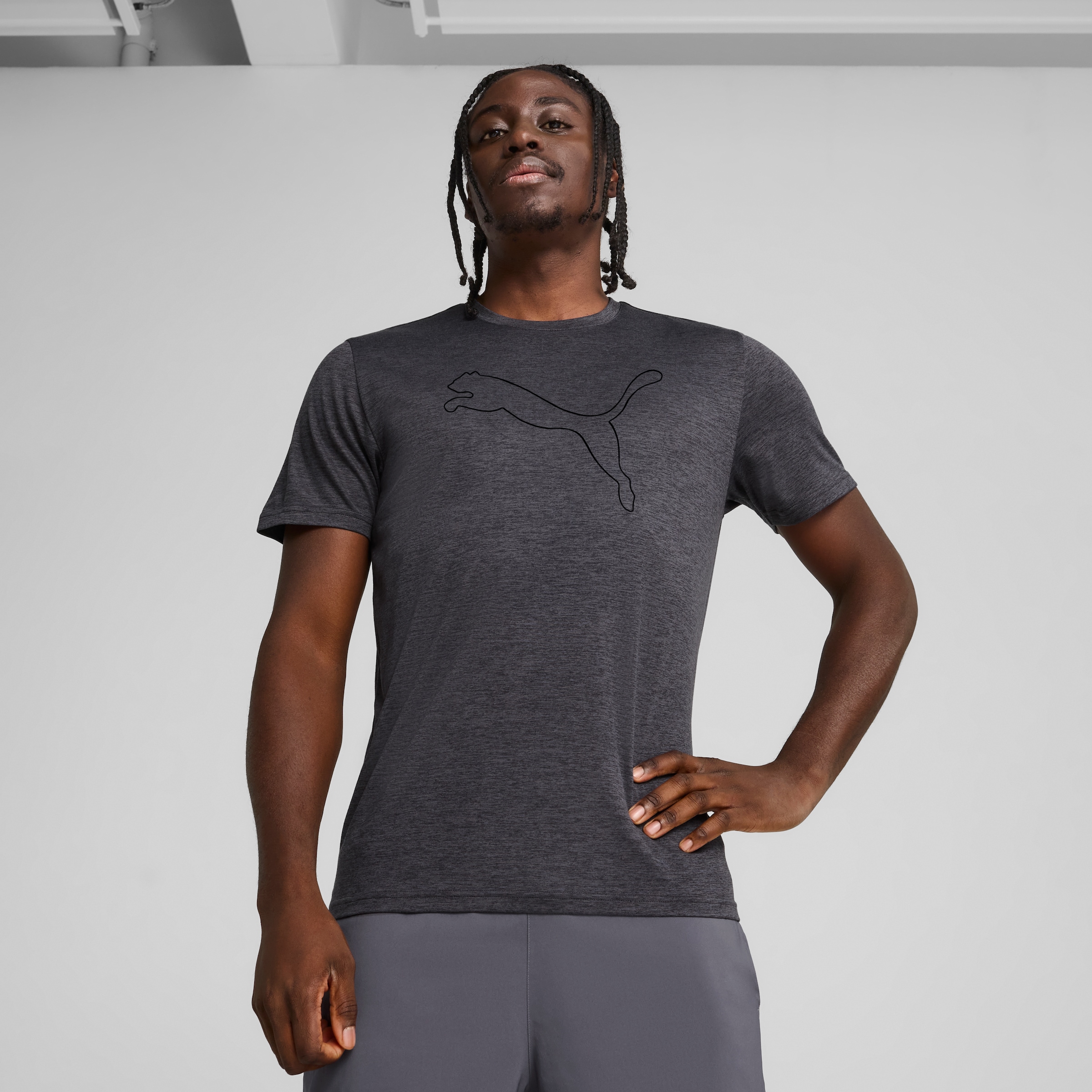 PUMA Trainingsshirt »M TAD ESSENTIAL HEATHER CAT TEE (CF LARGE CAT)« mit Rundhalsausschnitt, mit Kurzarm, für sportliche Aktivitäten