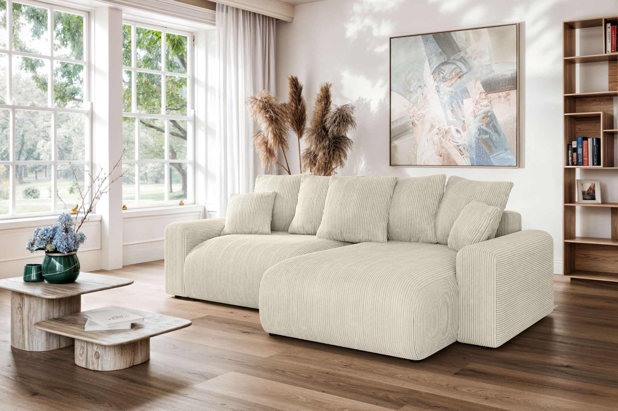 Home affaire Ecksofa »LAKESIDE klein mit Bettfunktion und Bettkasten, B/T/H 235/142/84 cm«, L-Form, Recamiere beidseitig montierbar, mit Wellenunterfederung