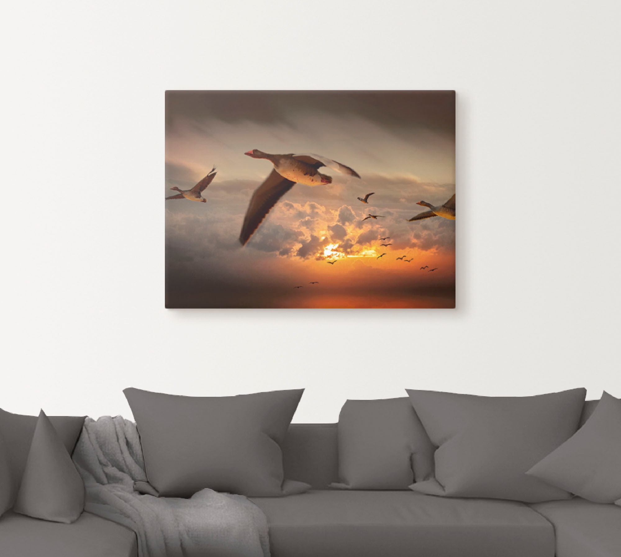 Artland Wandbild »Der Flug der Wildgänse...«, Vögel, (1 St.), als Leinwandbild, Wandaufkleber in verschied. Größen