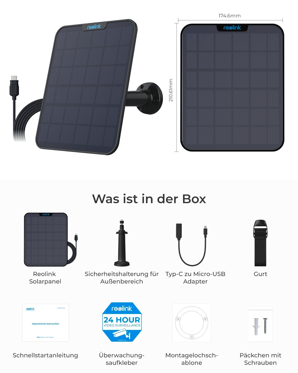 Reolink Solarladegerät »6W Solarpanel«