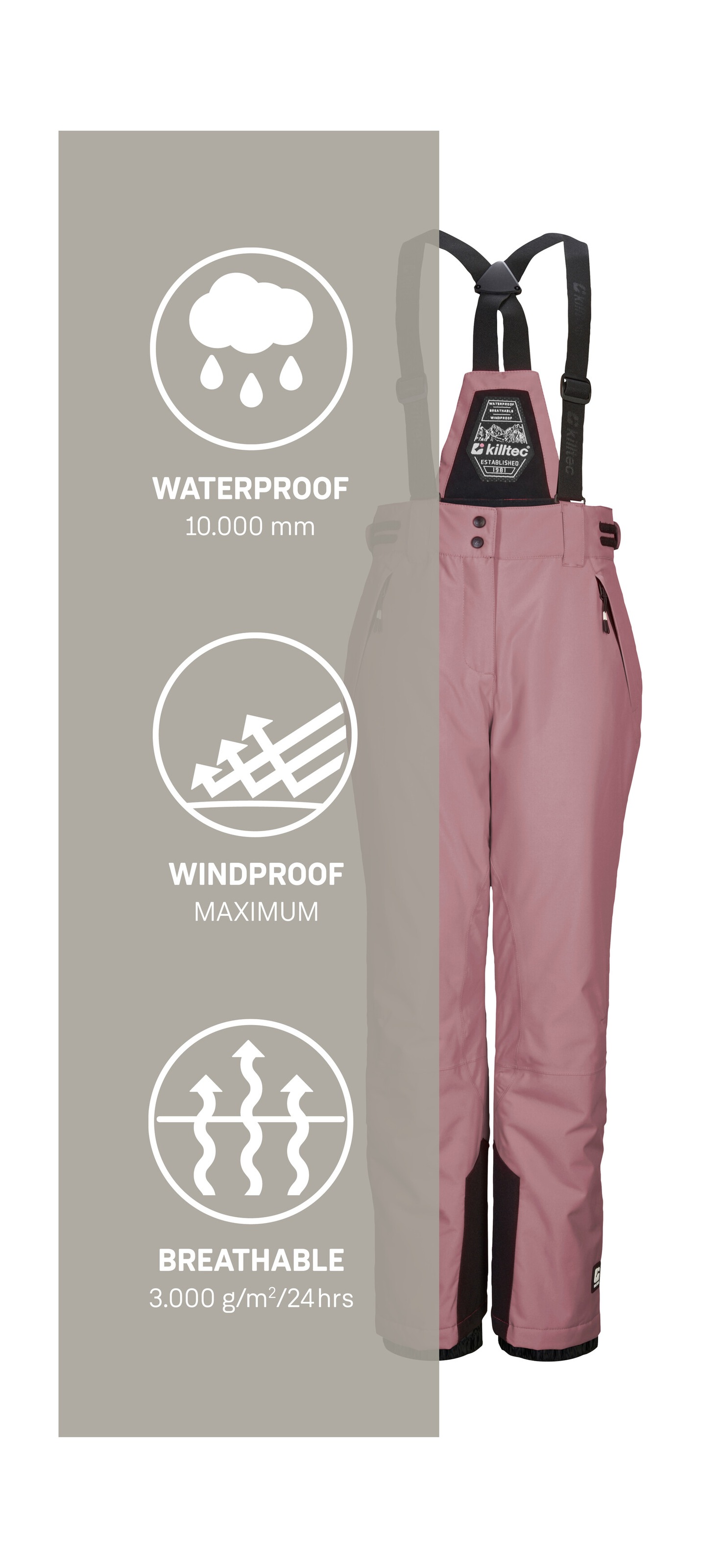 Killtec Skihose »KSW 213 GRLS SKI PNTS«, Wasserdichte, atmungsaktive Skihose mit verstellbarer Taille