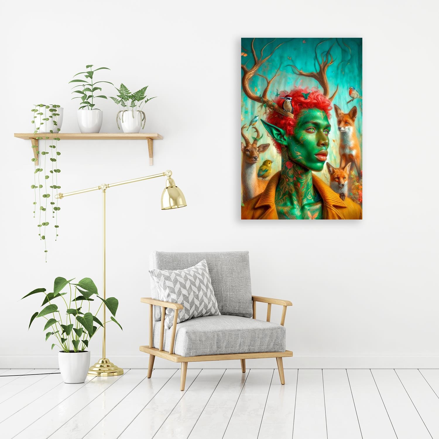 queence Acrylglasbild »Waldelfen - Katharina Kolenda«, Vögel-Vogelbilder-Fantasy-Tiere-Blumen-Blumenbilder-Mann, (1 St.), Kunst, knallige Farben, bunt