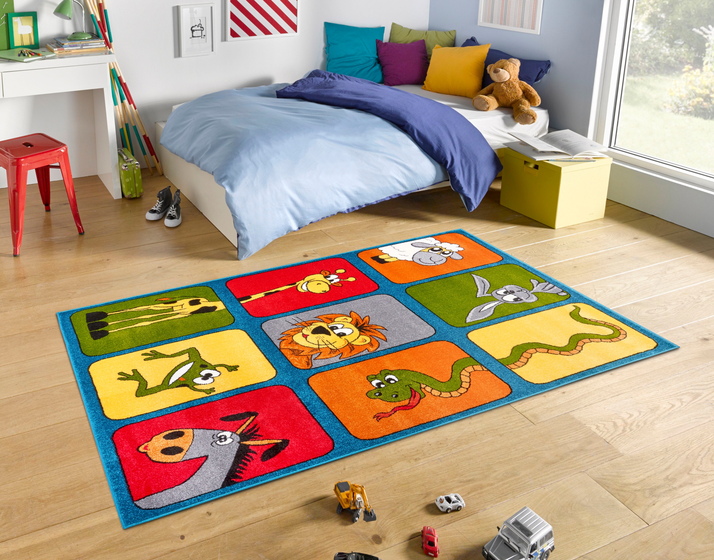 HANSE Home Teppich »Zoo Buddies«, rechteckig, 9 mm Höhe, Farbenfrohes Design, Spielunterlage, Tiere