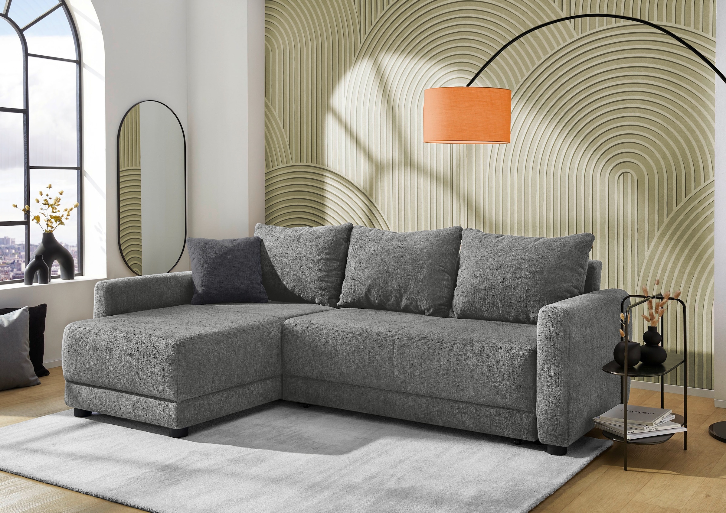 Jockenhöfer Gruppe Ecksofa »Venezia, inklusive Bettfunktion und Bettkasten« Ottomane links oder rechts montierbar, inkl. Rücken- und Zierkissen