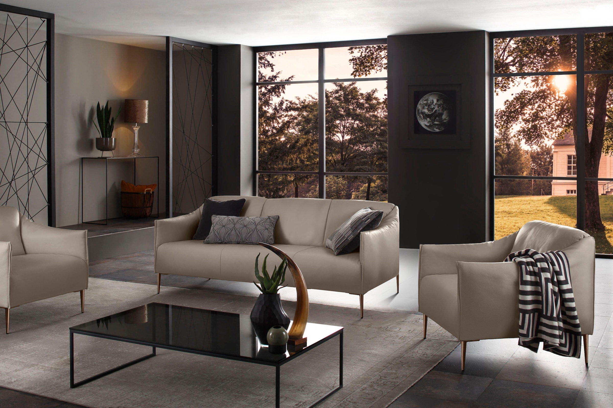 W.SCHILLIG 2,5-Sitzer »sally Design-Sofa, Loungesofa, bequem, schmale Armlehnen, Breite 194cm« mit Metallfüßen in Bronze pulverbeschichtet, Breite 194 cm